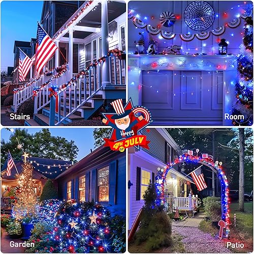 Miniatura 185 de JMEXSUSS Guirnalda de luces LED de 168 pies, 600 luces LED para el día de San Valentín, luces rojas de Navidad con alambre transparente, 8 modos