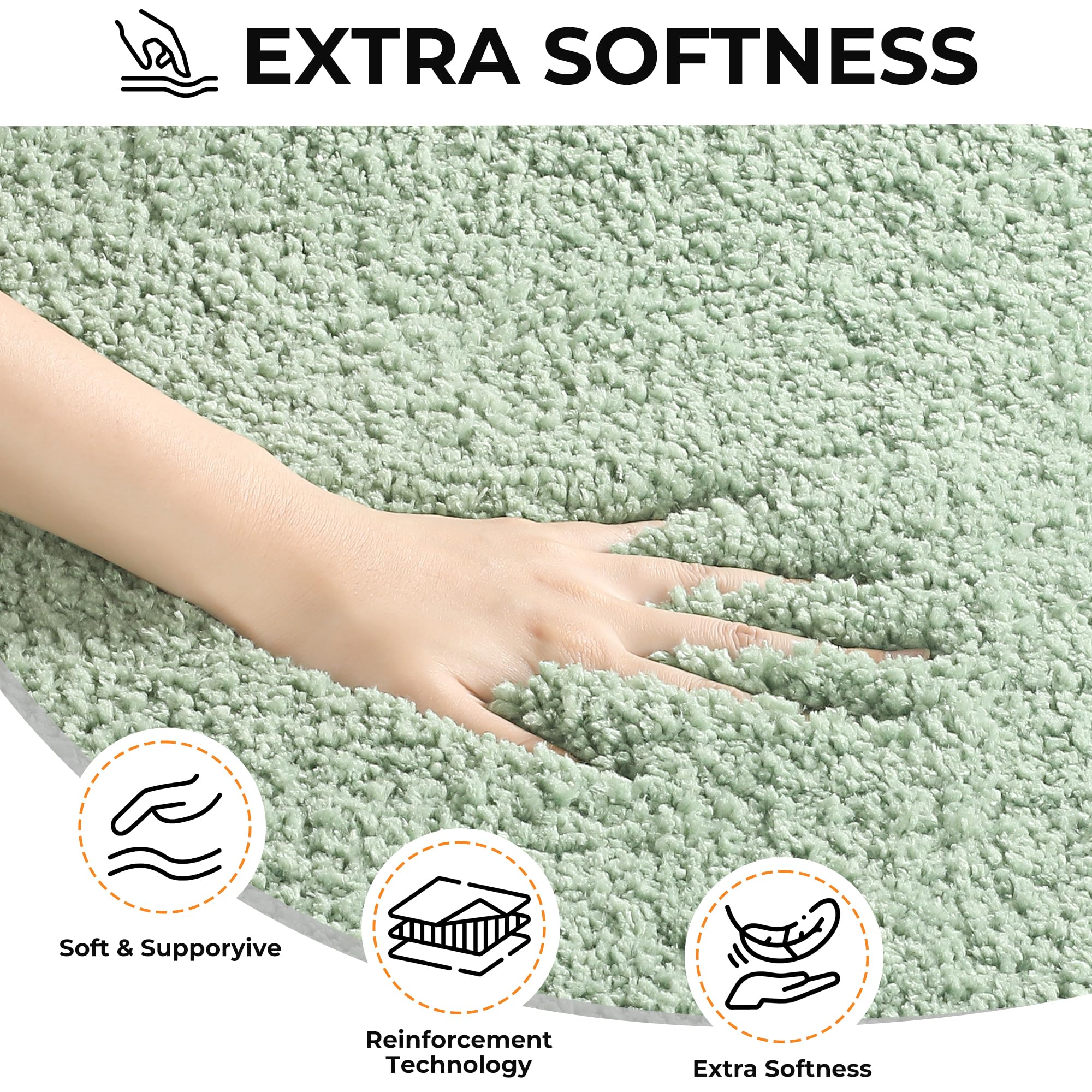 Baahrnom Toilet Mat 50x50 cm Non Slip Pedestal Mat Machine Washable Toilet Rug for Bathroom Floor, Sage Green, 50 x 50 cm (U-Shape) - Image 4