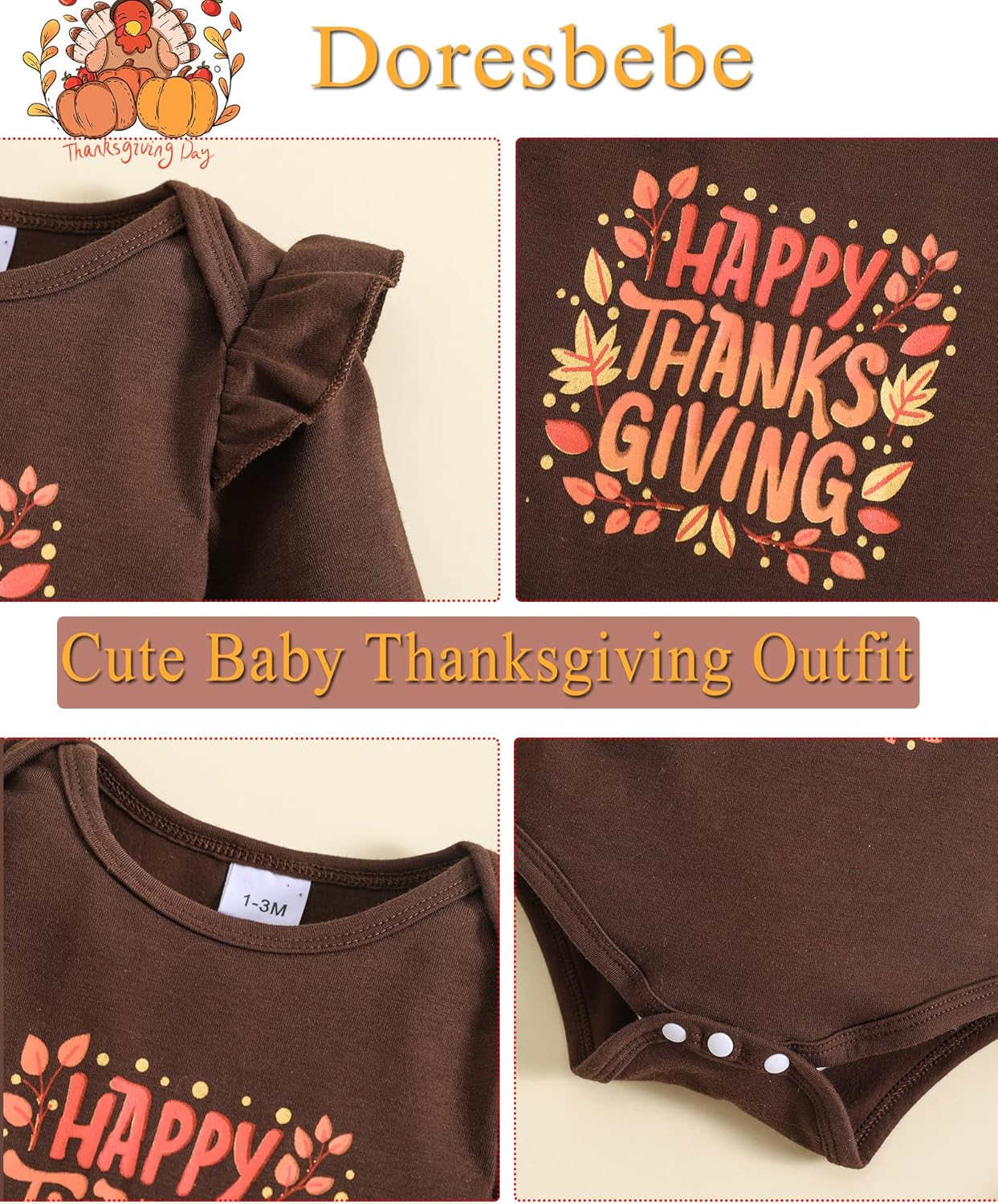 Baby Girl Clothes Newborn Infant Outfits Cute Summer Clothes Spring Romper Set+Hat+Headband - Image 4