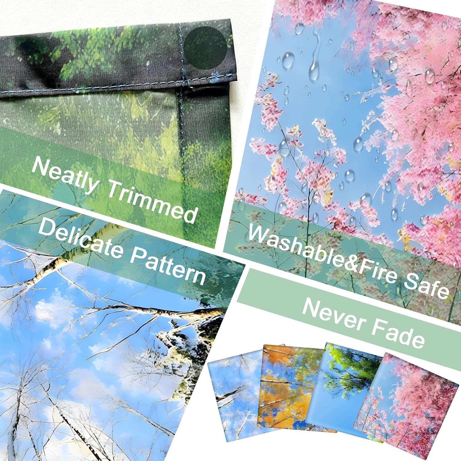 4 Pcs Fluorescent Light Covers for Ceiling Lights Classroom, Stylish Fluorescent Lampshades Classroom Light Covers Magnetic, Modern Ceiling Light Cover for Office, Home, Hospital (Seasons Forest)