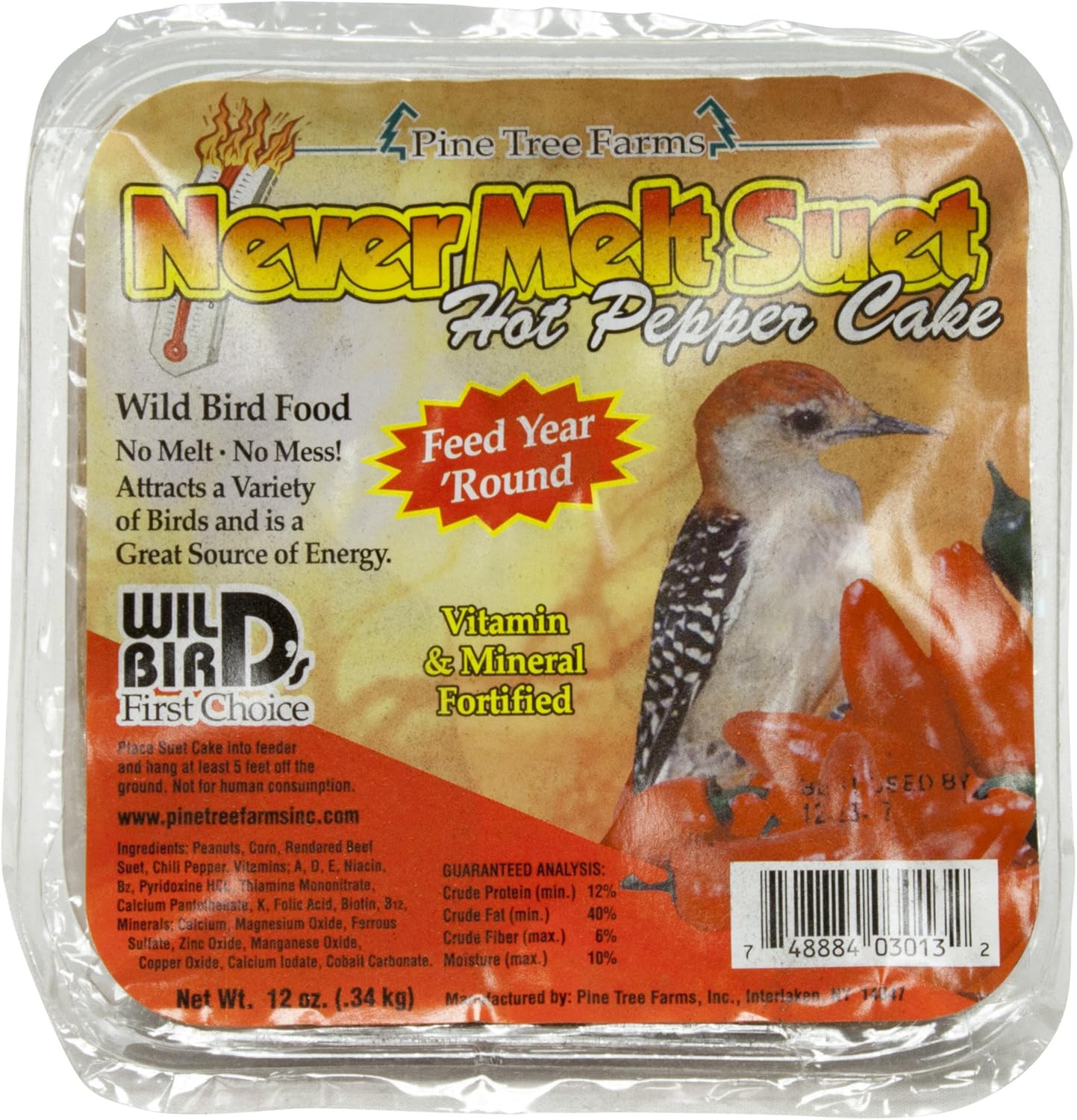 Amazon.com : Pine Tree Farms Hot Pepper Never Melt Suet Cake 12 oz