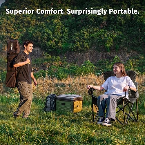 Miniatura 2 de East Oak Silla de campamento de gran tamaño  Sillas de campamento resistentes  Soporte de 500 libras, Oxford 600D, portavasos y bolsillo lateral