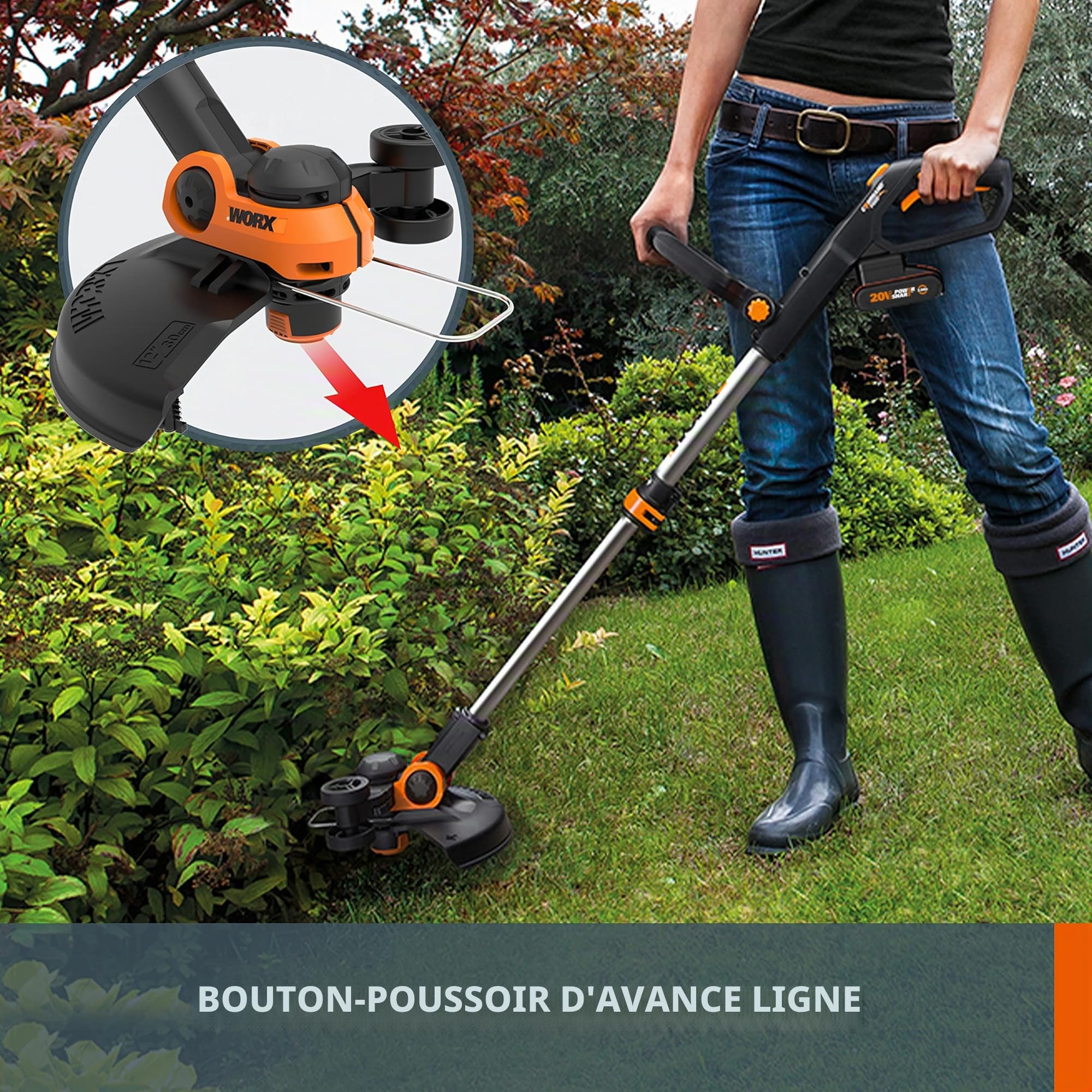 WORX Coupe-bordures 2-en-1 sans fil 20V WG163E.2