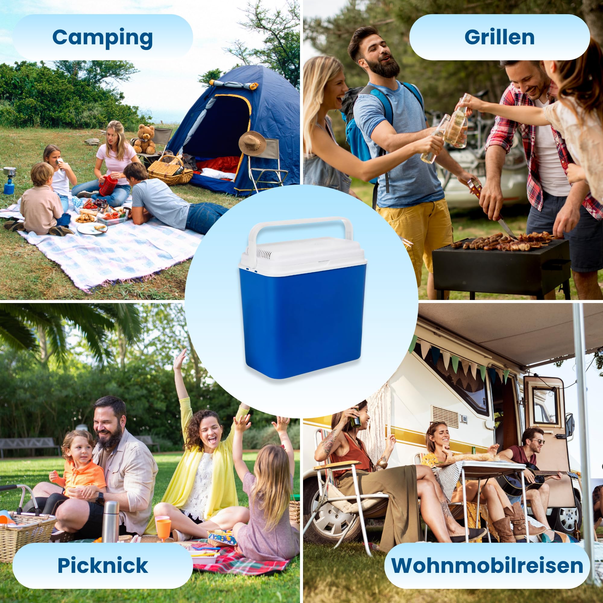 Frigo elettrico da 30 l, 12 V, per auto, campeggio e viaggi, portatile, con coperchio, per bevande e alimenti Kamai Coolbox