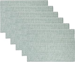 Sweet Home Collection 100% Cotton Placemats for Dining Room Rectangle Two Tone Woven Fabric 13" x 19" Soft Durable Table Mat Set, Set of 6, Pale Green