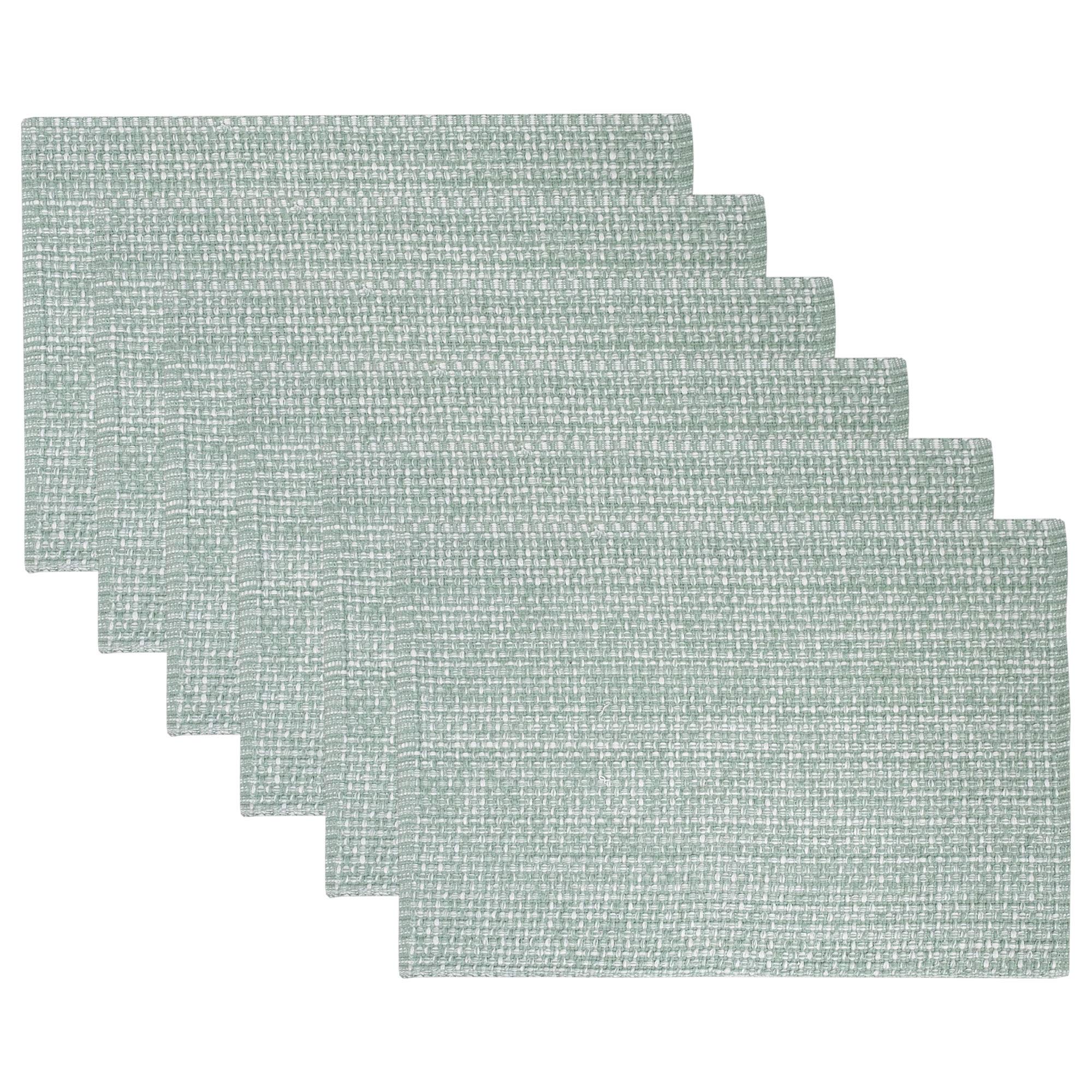 Lot de 6 Sets de Table rectangulaires 100% Coton pour Tables de Salle à Manger en Tissu tissé Bicolore Doux et Durable Vert pâle 25,4 x 48,3 cm