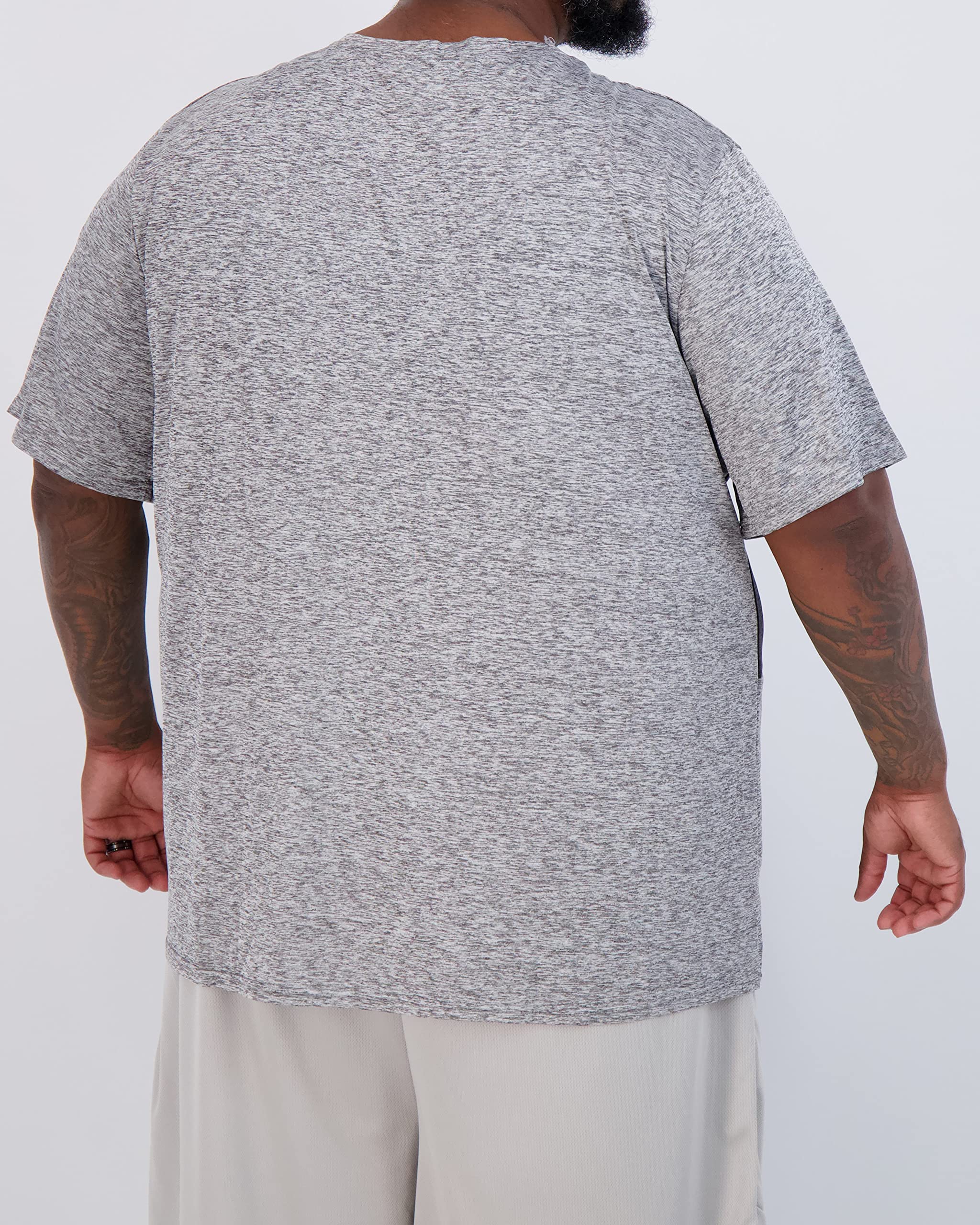 Real Essentials 3 Pack: Men’s Big & Tall Tech Stretch Long-Sleeve & Short-Sleeve Dry-Fit T-Shirt (3XT-5XT)