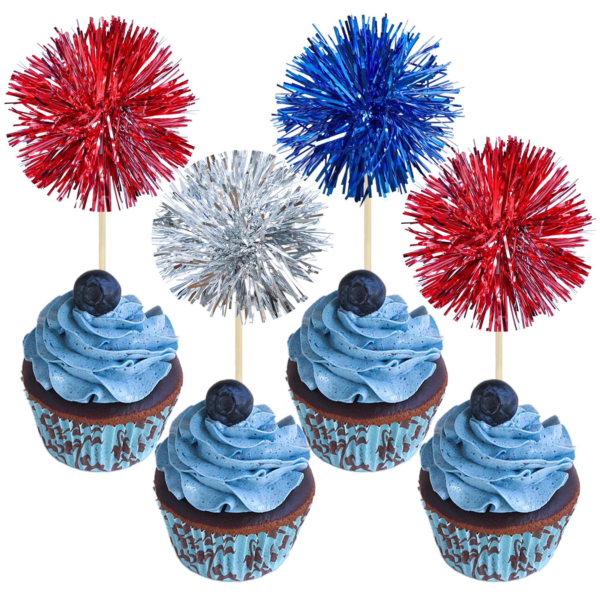 Sparkly Firework Cupcake Toppers - Birthday Party Decor -21