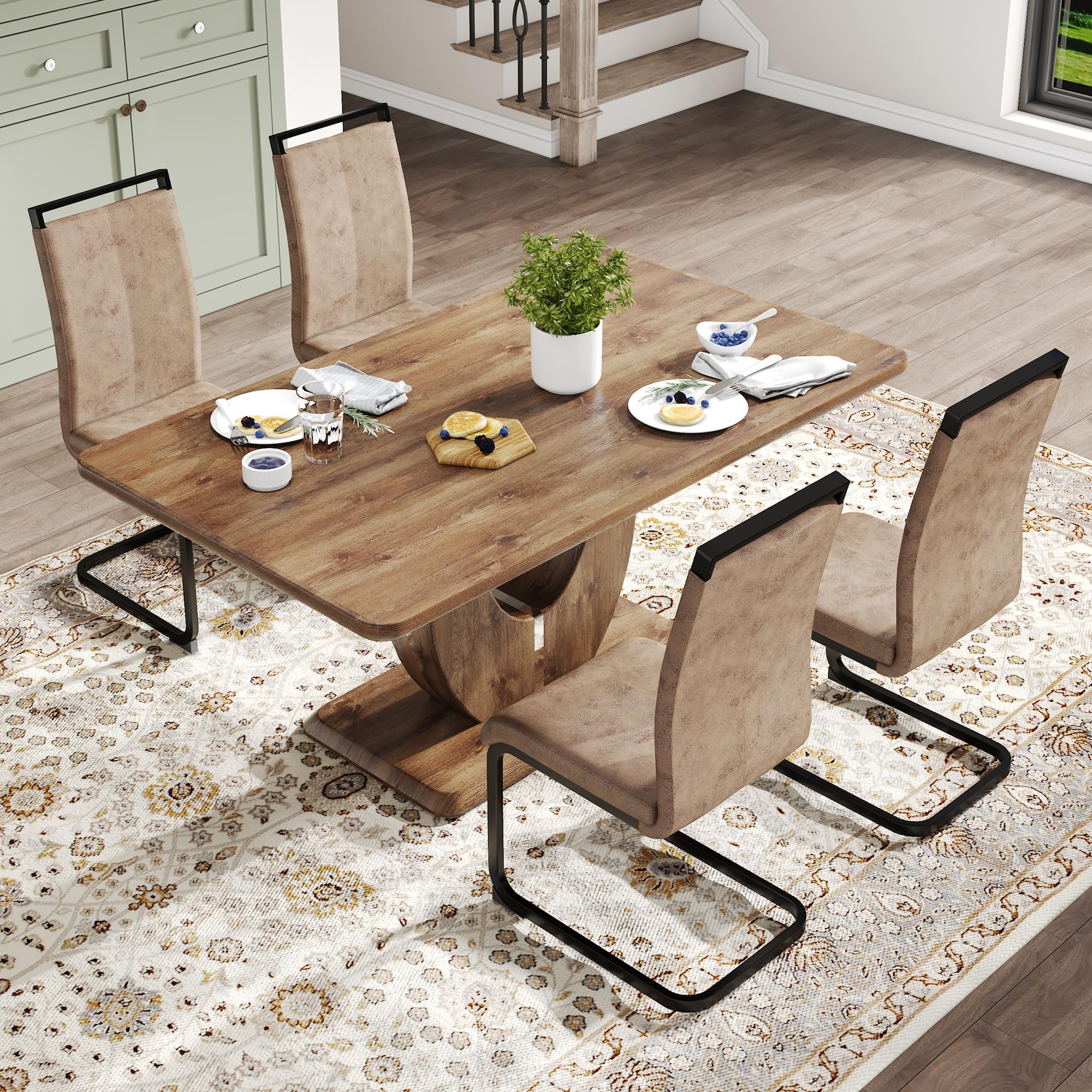 JUFU Gray Faux Marble Set for 4