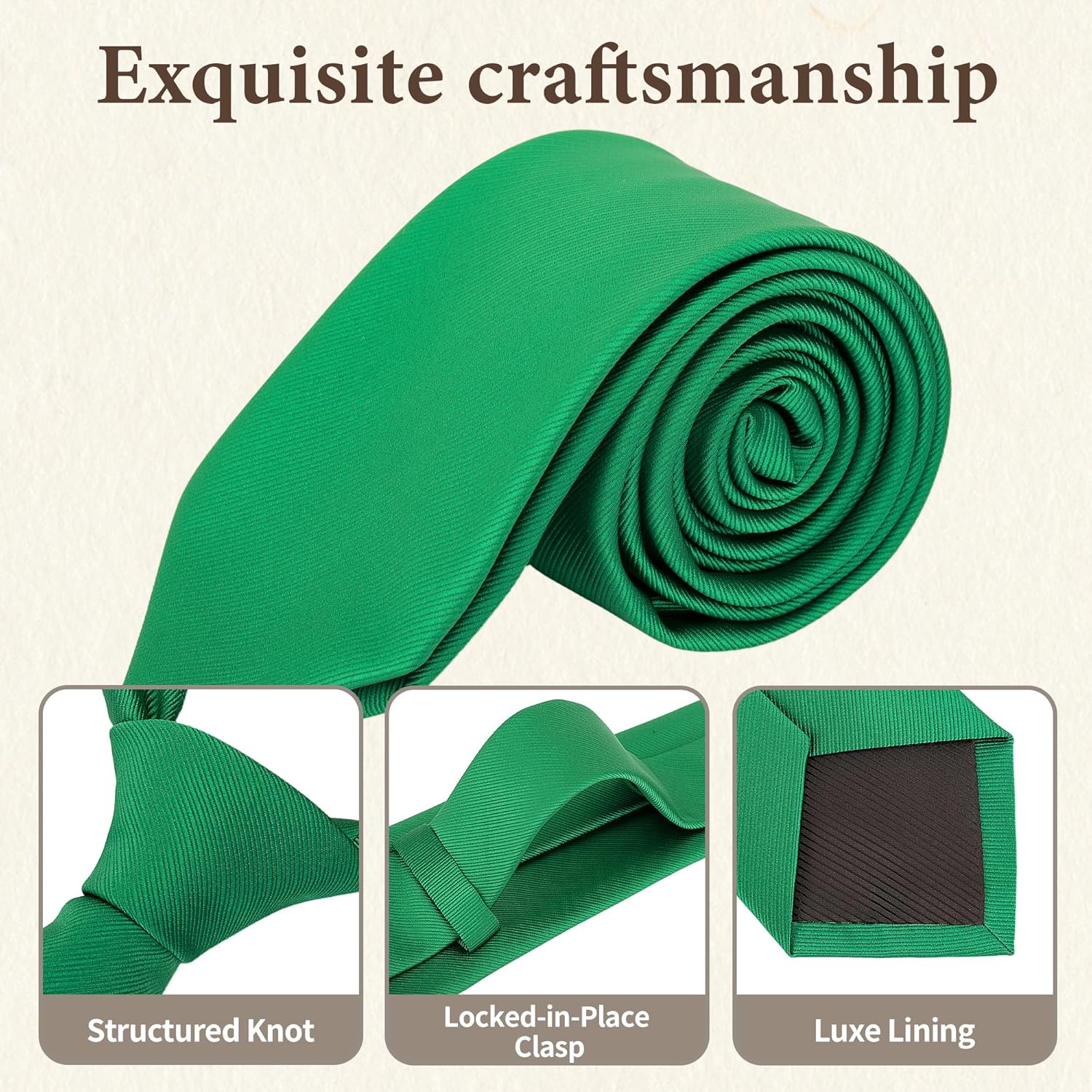 FIXSMITH Ties for Men, Solid Color Neckties, Mens Black Tie, Neck Ties Formal for Wedding, Business, Party - Image 3