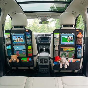 Baby Uma Car Back Seat Organiser for Kids — 2 Pack | Rear Seat Organiser with Tablet Holder & Multiple Pockets | Kids Car Seat Organiser | Car Travel Accessories | Backseat Car Organizer for Children