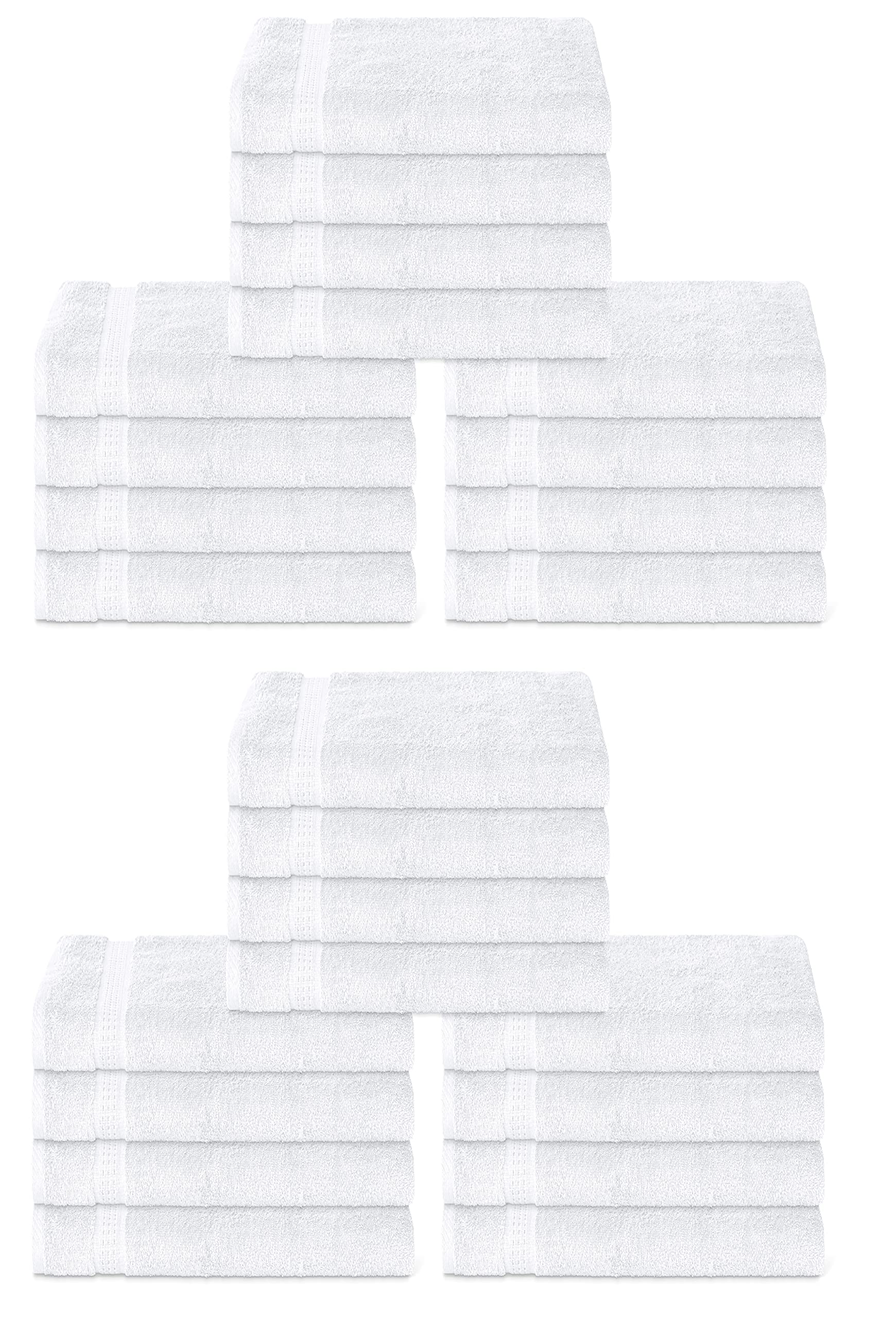 Panzy 12 or 24 Cotton Washcloths Set - 30 x 30 cm, White - 100% Ring Spun Cotton, Premium Quality Flannel Face Cloths, Highly Absorbent and Soft Feel Fingertip Towels (White, 24)