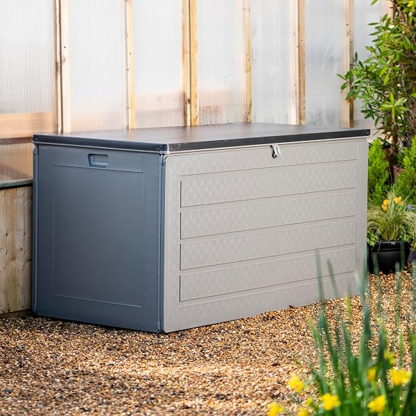 Garden Gear Grey Lockable Storage Patio Box with Sit-on Lid Weatherproof Polypropylene Secure Outdoor Seating (680 Litre) - 3