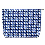 Makeup Bags for Purse Zipper Cosmetic Pouch Large Travel Canvas Make Up Organizer Tool Pouch for Women and Girls,Grid Blue