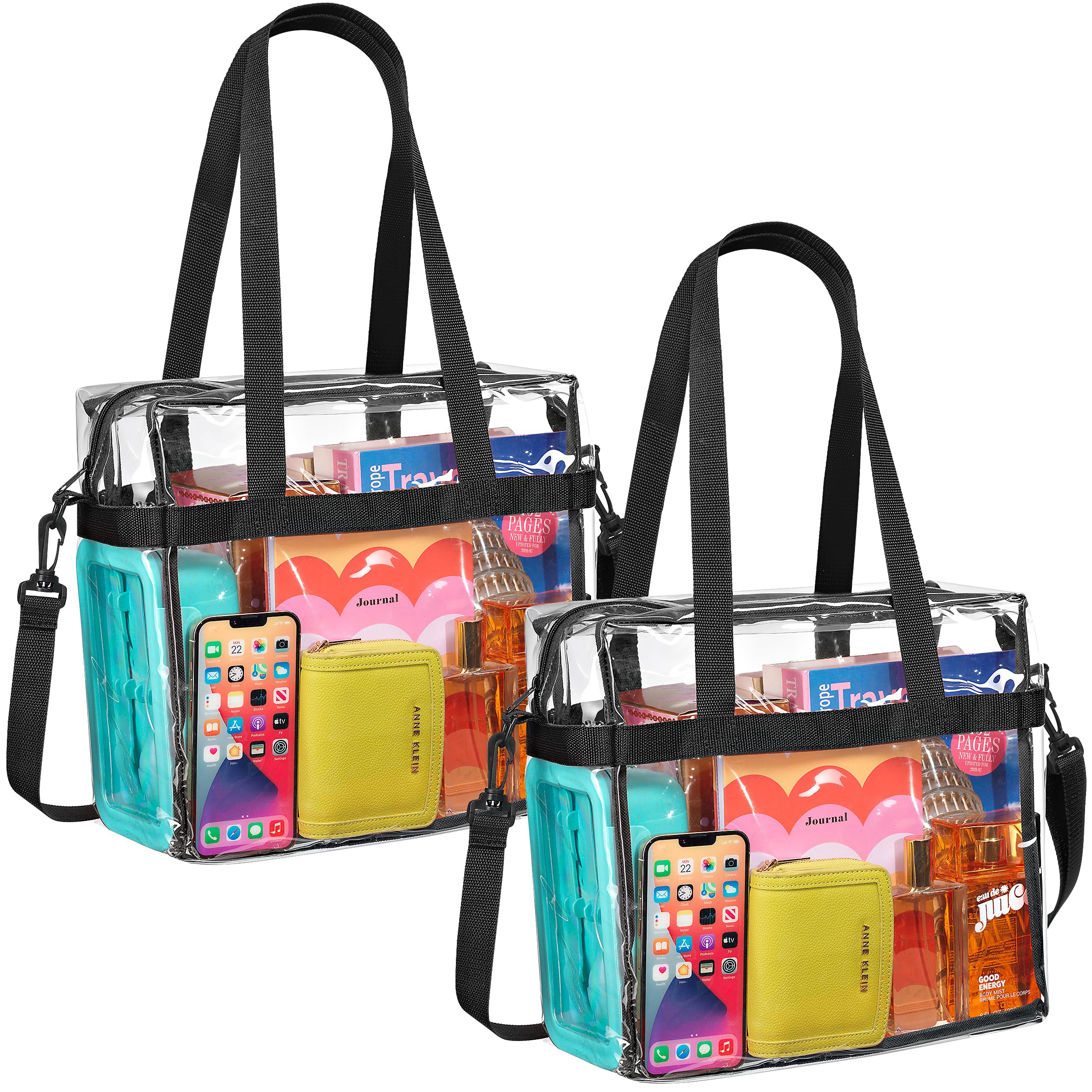 Handy Laundry Clear Bag 12x6x12 Stadium Approved Transparent Tote with Zippered Top & Shoulder Straps Work, Sports, Concerts