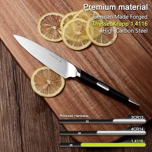 Miniatura 2 de linoroso Cuchillo de pelar para frutas, cuchillo de cocina pequeño ultra afilado, cuchillo de pelar de acero inoxidable alemán de alto carbono