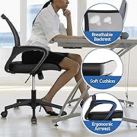 Vista 8 de Yaheetech Juego de escritorio y silla para computadora de oficina en casa, escritorio para computadora de 44 pulgadas con cajón y malla, silla