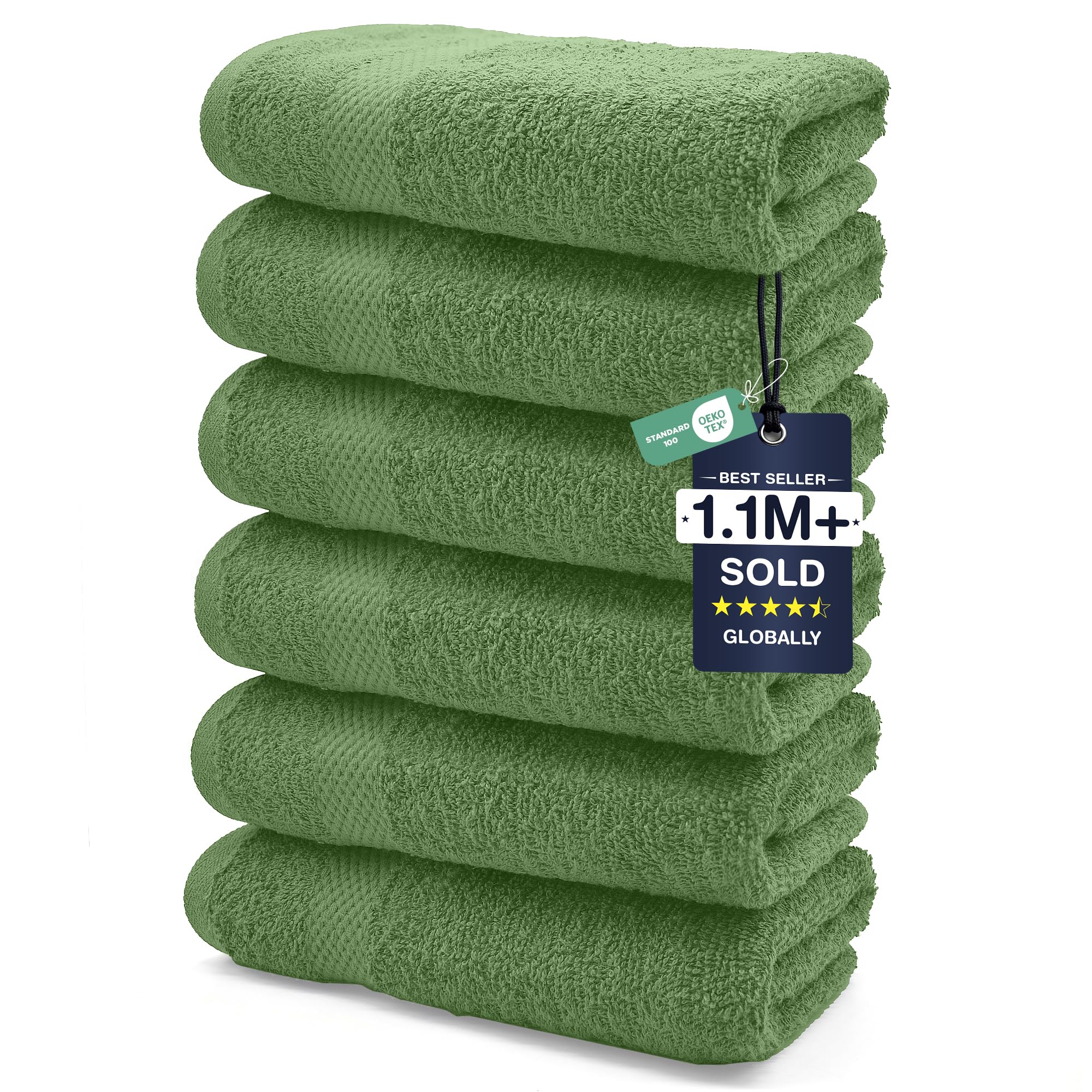 DAN RIVER Luxury Hand Towel – Soft, Absorbent, Quick-Drying, Premium Cotton Towel, Perfect for Everyday Use, 16x28 Inches - Sage Green