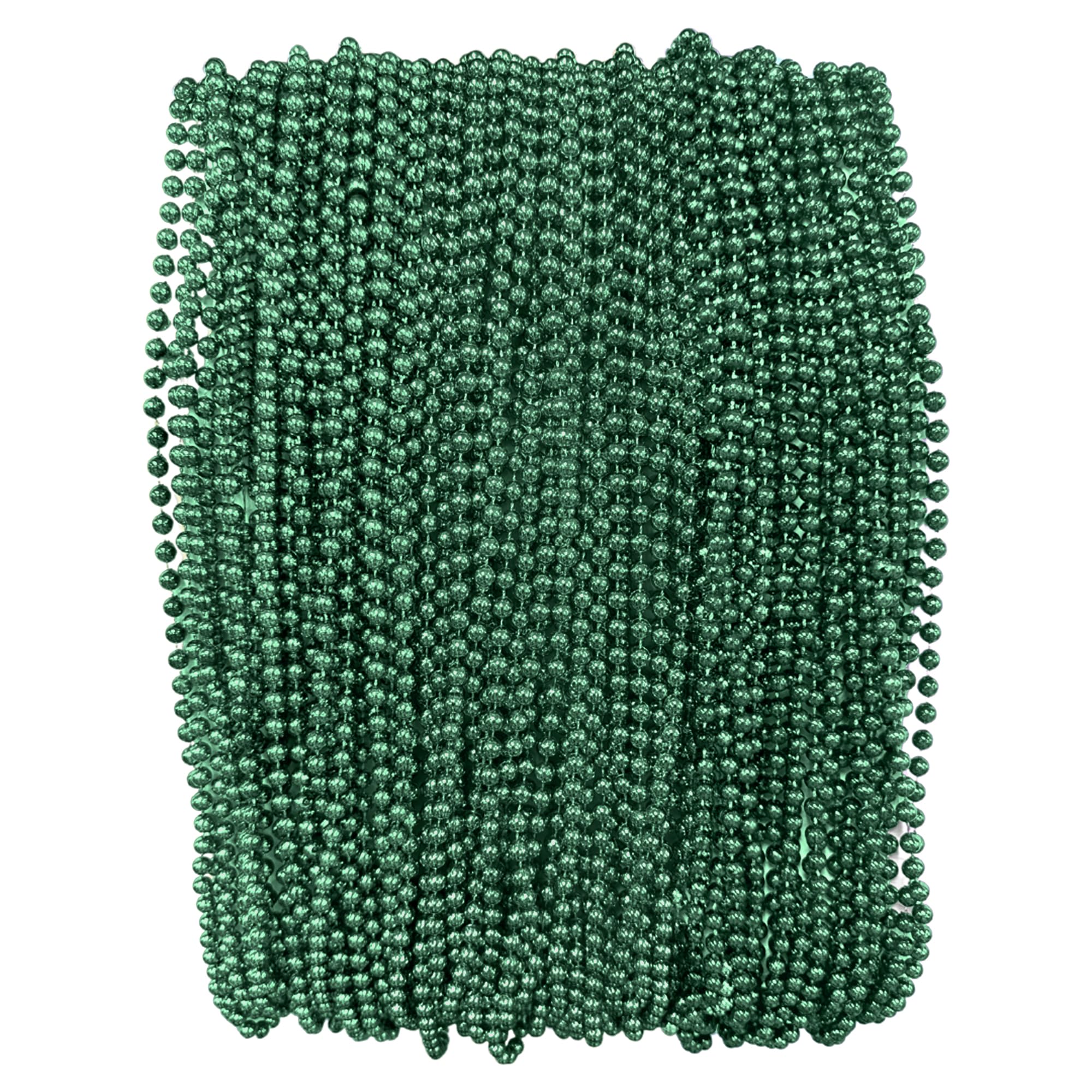 Green Mardi Gras Beads - 33 inch, 7mm, 72 Necklaces, 6 Dozen Bulk Party Decorations