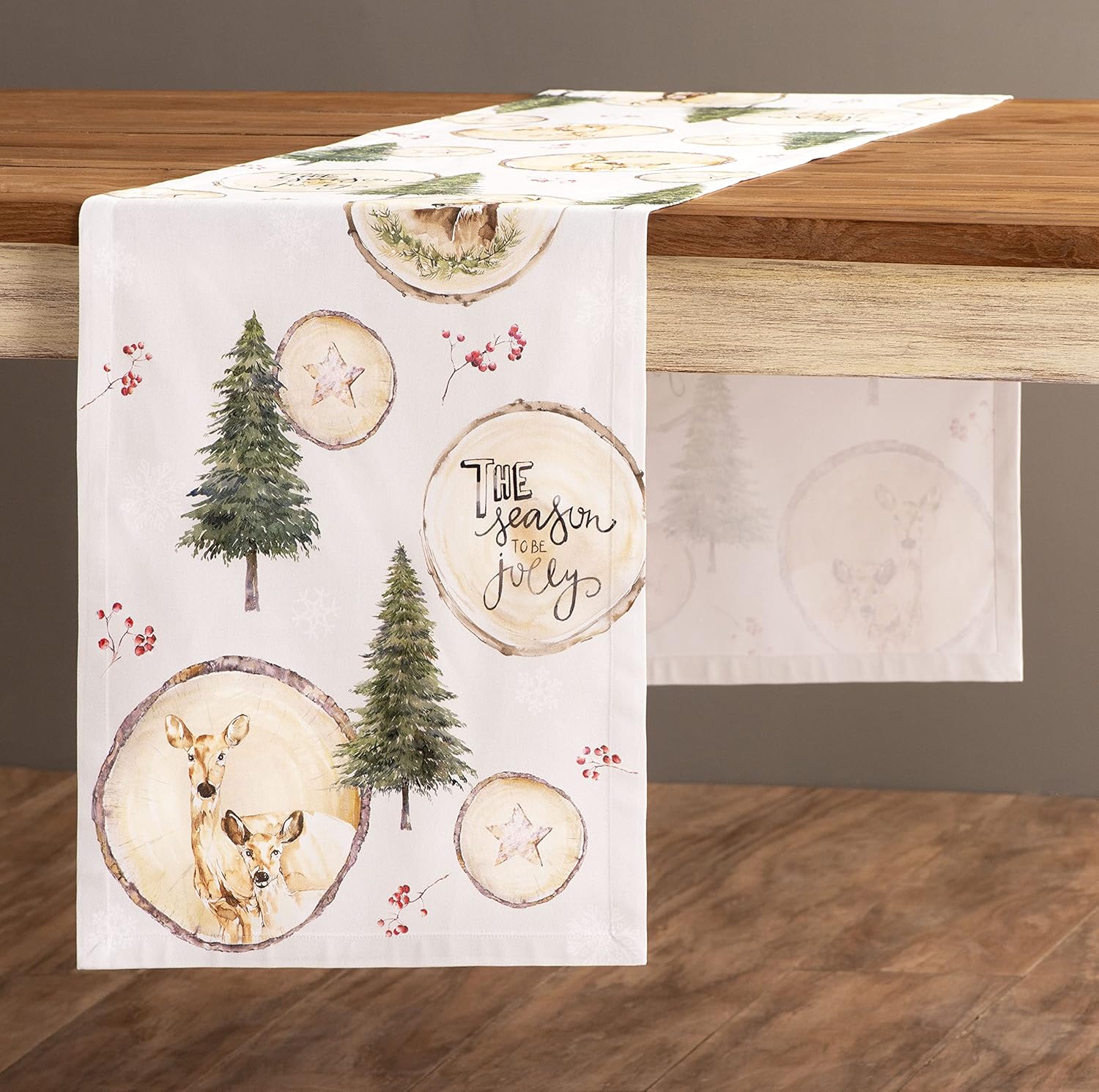 Maison d' Hermine Mountain Life Bundle Set 100% Cotton Table Runner – Single Layer (14.5 Inch by 72 Inch) and Set of 4 Napkins (20 Inch by 20 Inch)