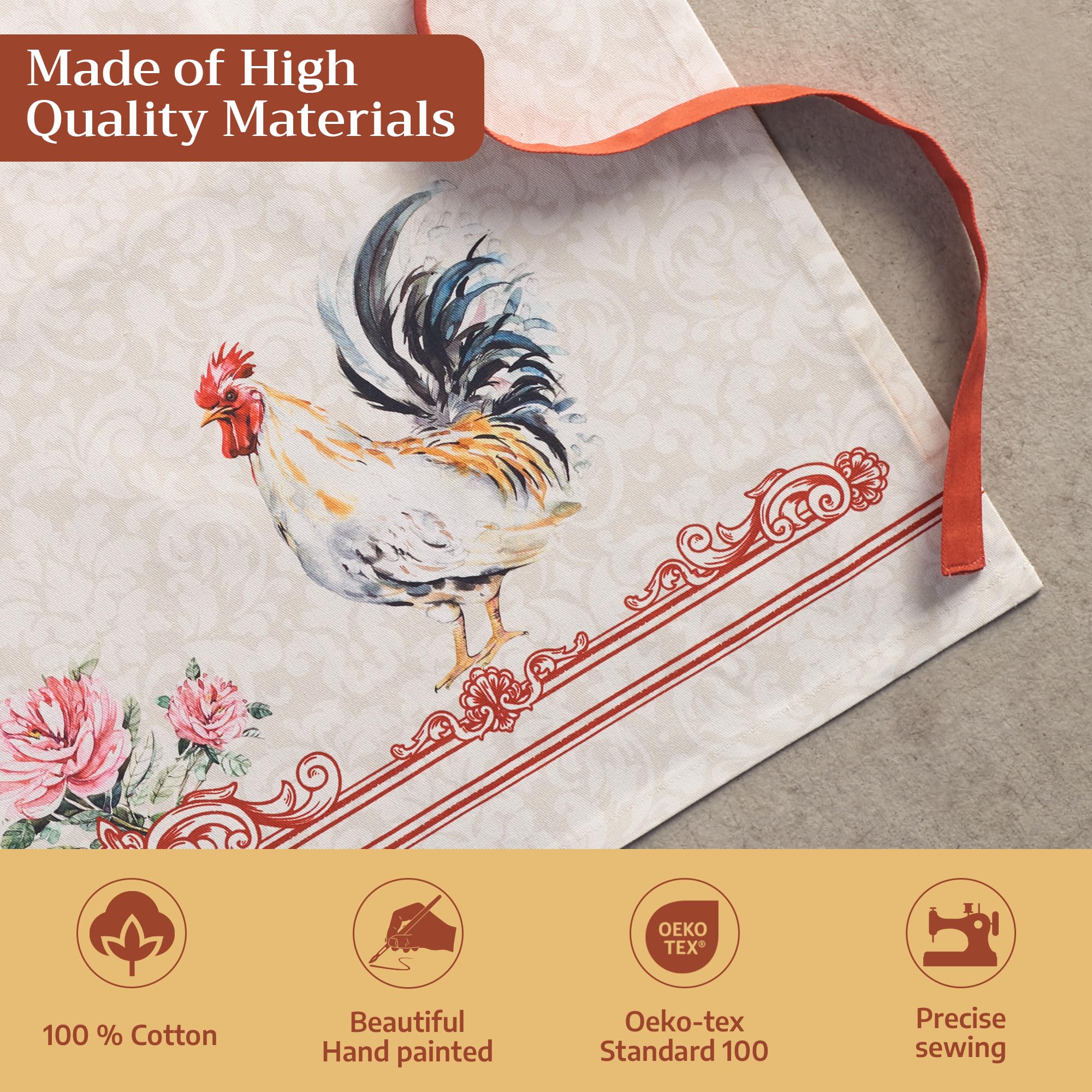 Maison d' Hermine - Delantal de algodón 100% con cuello ajustable y bolsillo central visible con corbatas largas para mujeres y hombres chef (27.50 x 31.50 pulgadas)