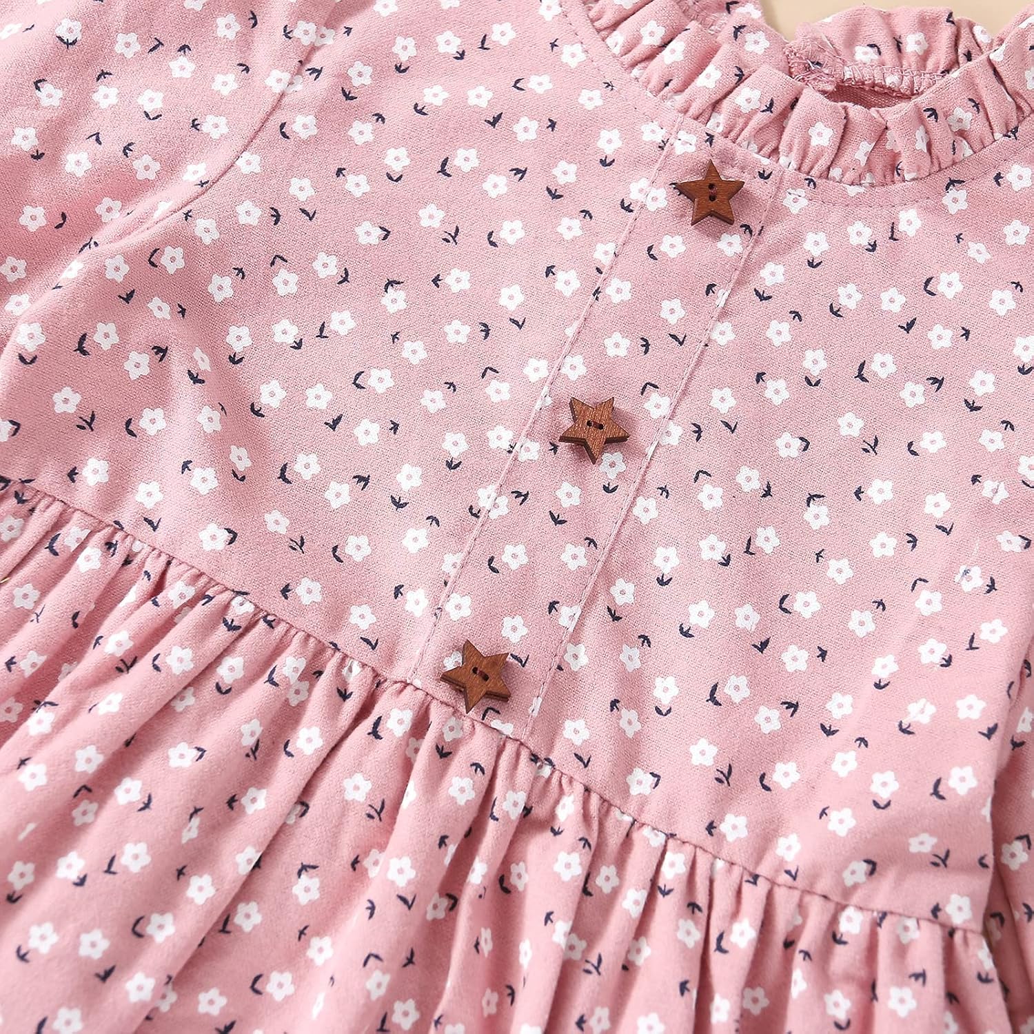 VINUOKER Toddler Girls Cotton Dress Floral Dress for Little Girls midi Dress 2-7years Fall Winter Dress - Image 3