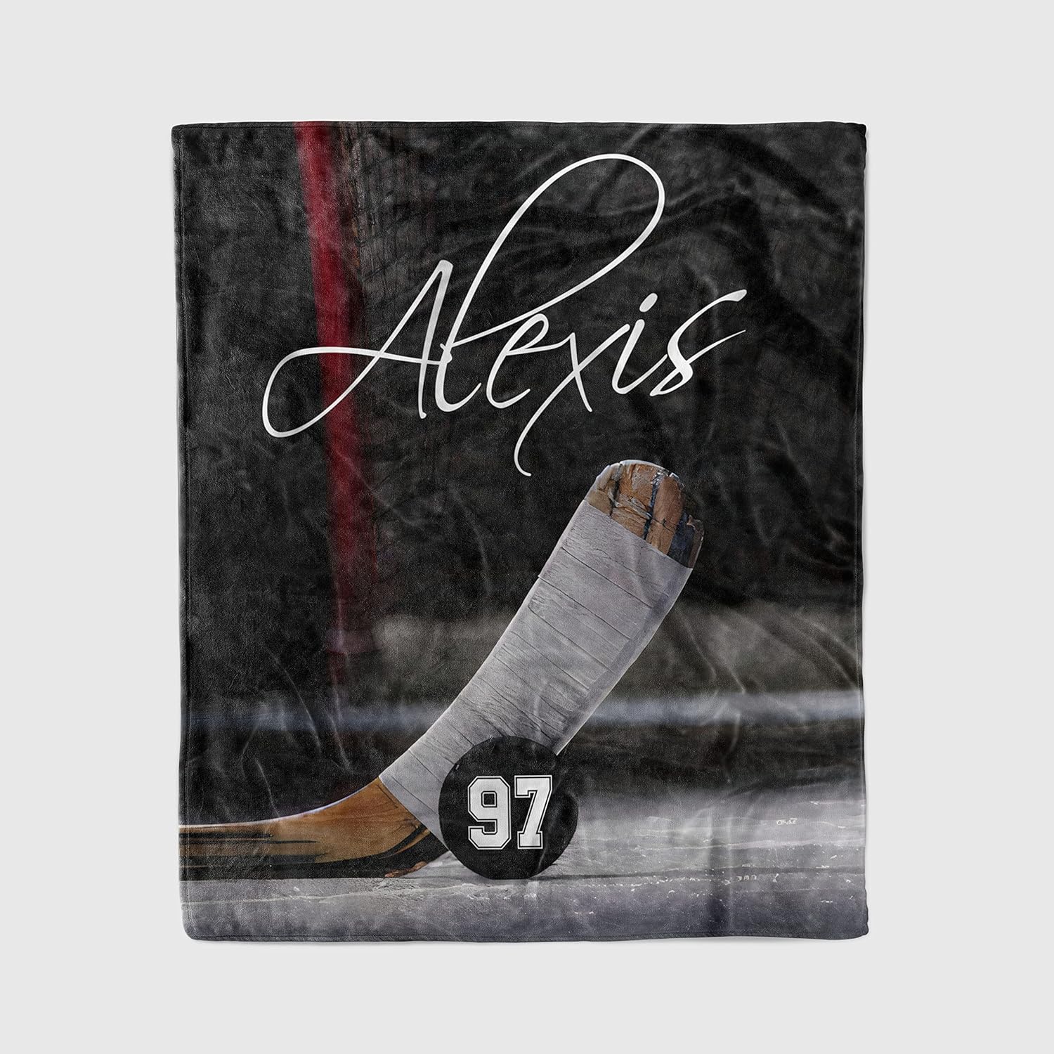 Personalized Ice Hockey Blanket for Son, Custom Hockey Gift with Text