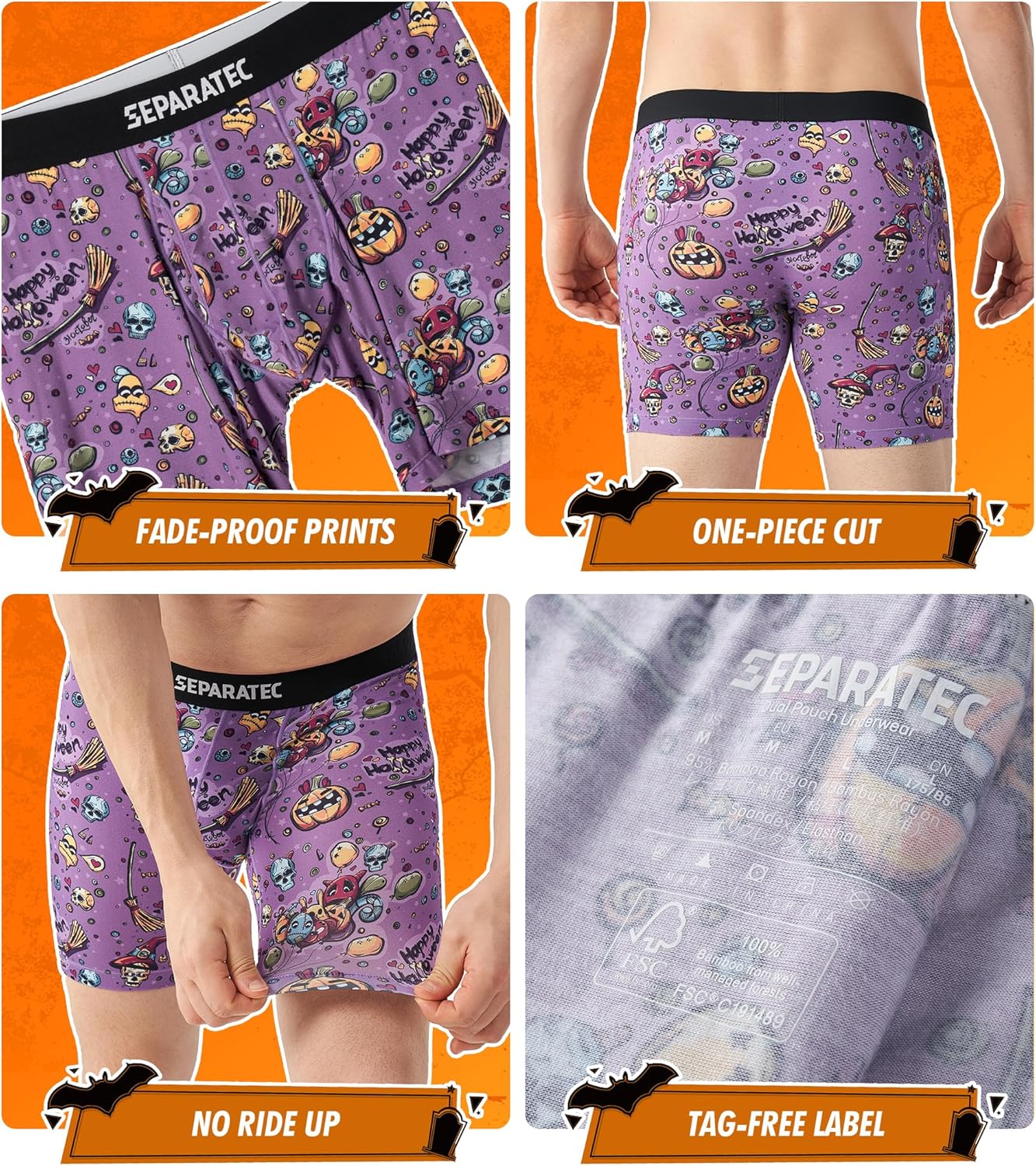 Separatec Breathable Mens Underwear with Separate Pouch Moisture Wicking Soft Anti Chafing Boxer Briefs for Men 4 Pack - Image 4