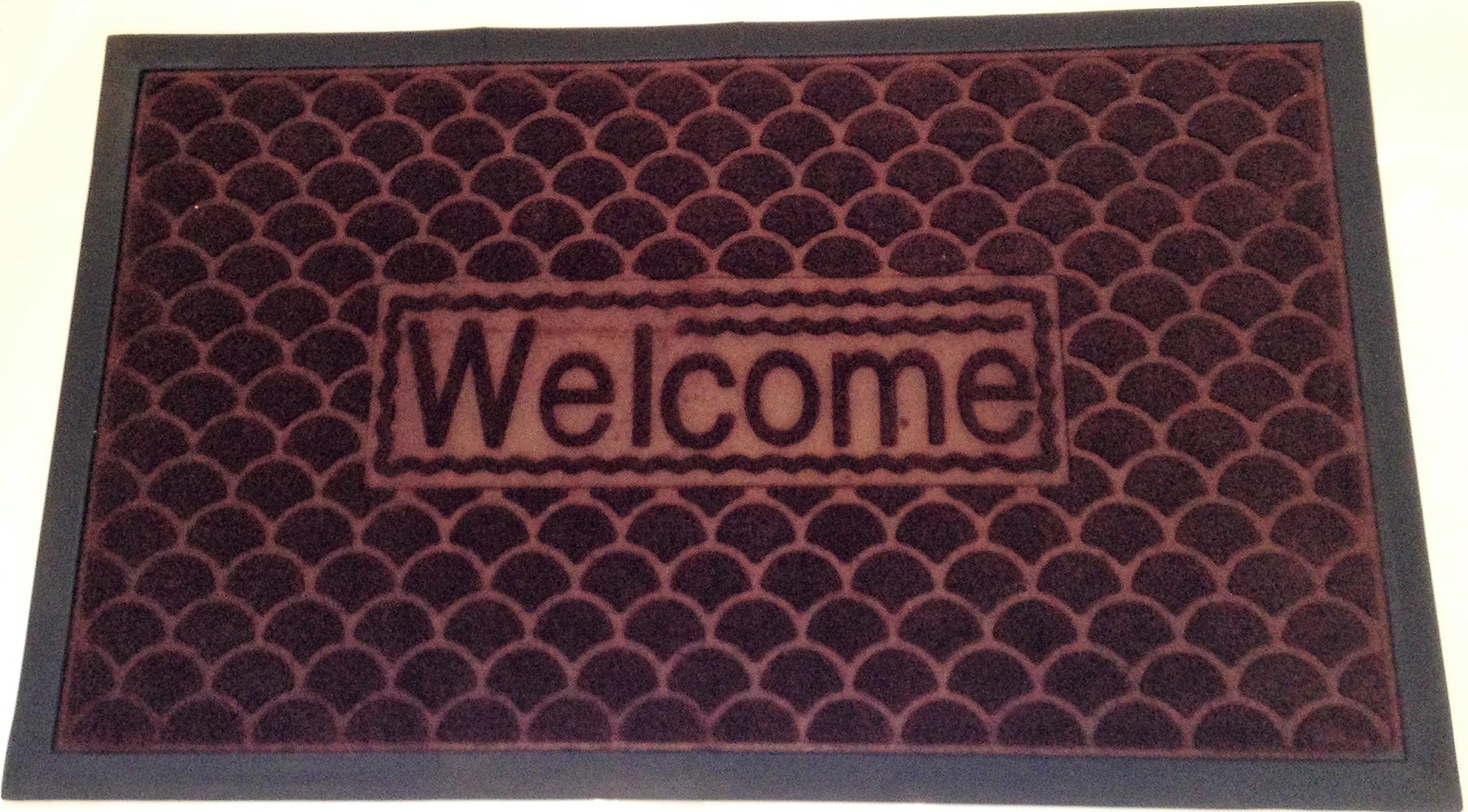 Brown Welcome Mat - Front Door, Garage, Patio Doors, Back Door -Low Profile Indoor/Outdoor - Scrape Dirt & Grass (29" x 17 1/2") - Textured Grip Bottom