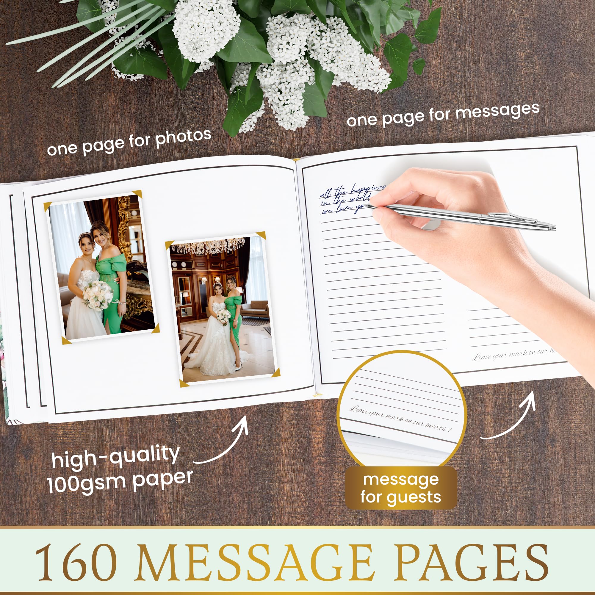 Smartkega 8.5 x 6.5 Guest Book for Polaroid Pictures – Linen Floral Hardcover Guest Book for Birthdays, Baby Showers and Wedding Reception – Elegant Memory Keepsake