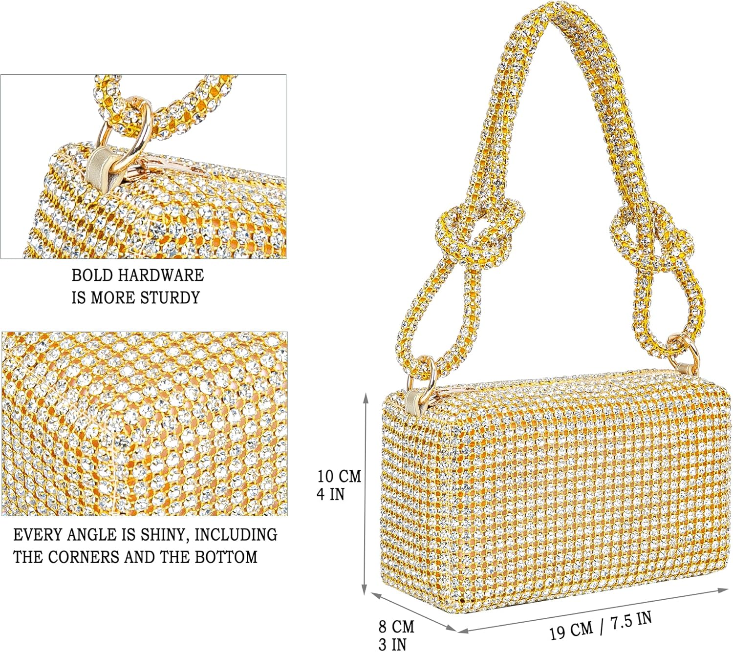 BBTT.ful Rhinestone Evening Handbags Sparkling Crystal Purse Daily Casual Shoulder Bag