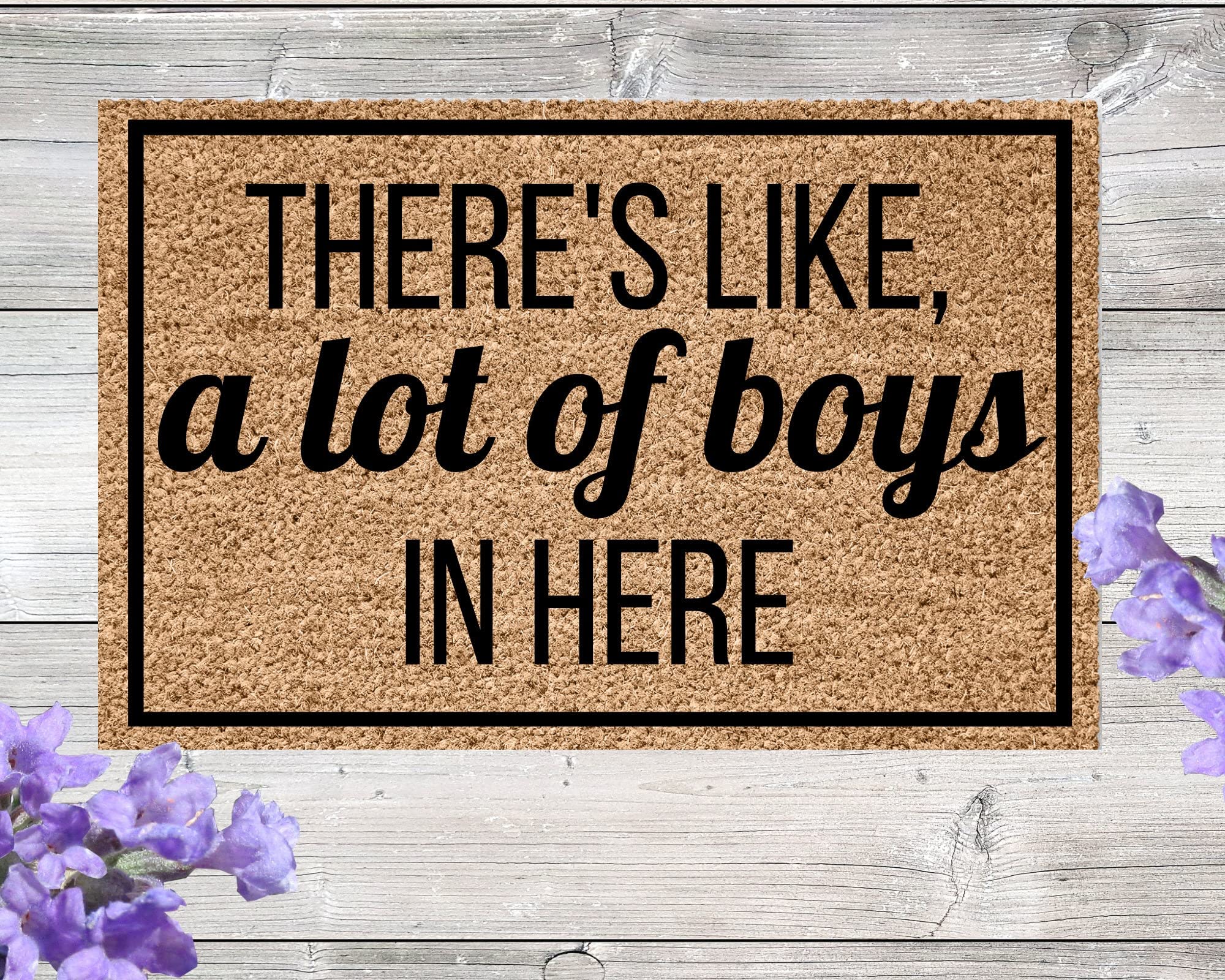 Theres Like A Lot of Boys in Here Doormat, Funny Doormat, Funny Welcome Mat, Front Door Mat, Cute Door Mat, Funny Door Mat 16x24 Inch