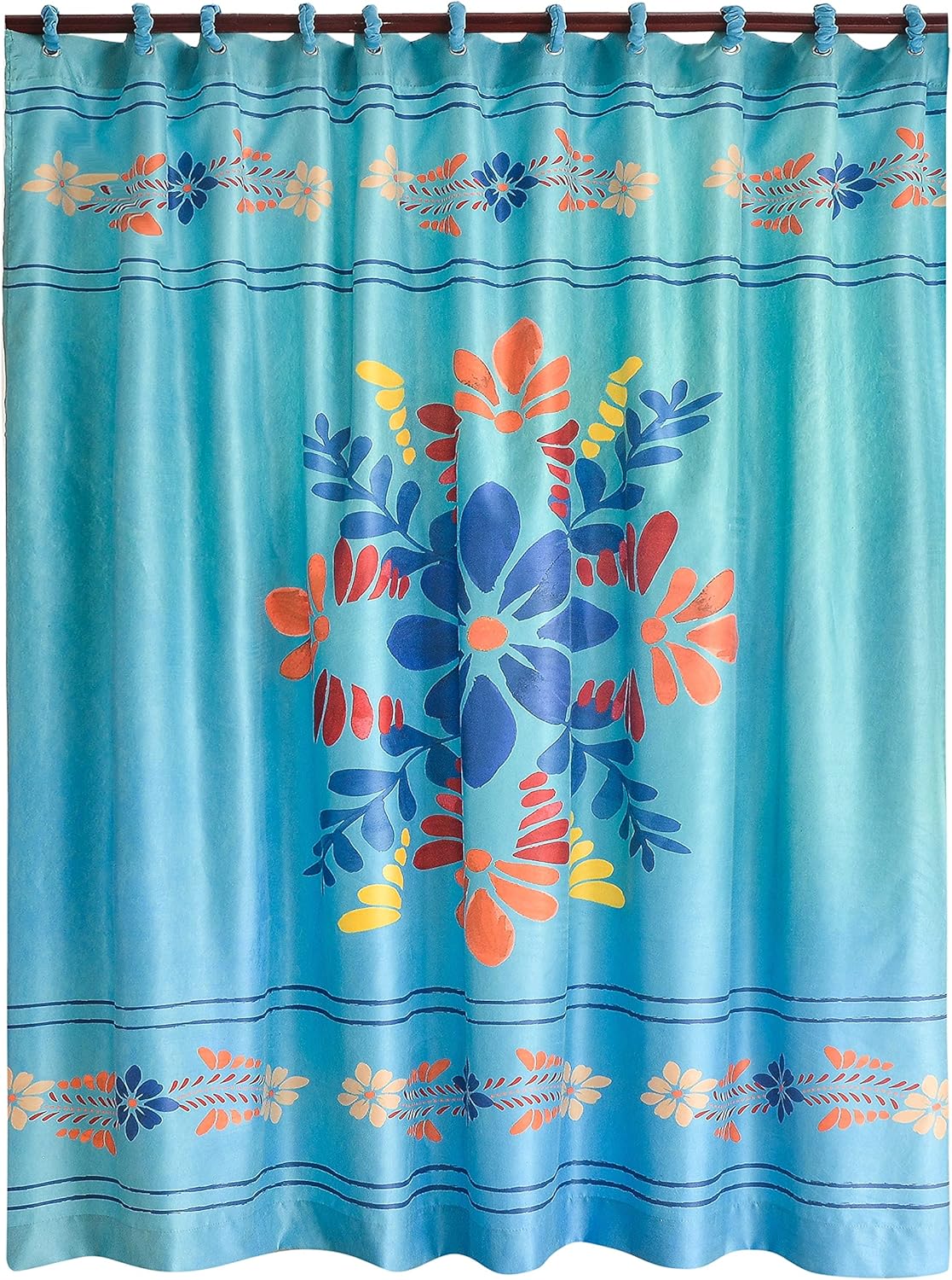 Paseo Road Bonita Talavera Western Towels, 3 Piece Natural Bath Towel Set with Floral Pattern, Embroidered Cotton Southwestern Rustic Towels for Bathroom