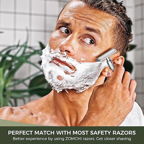 Miniatura 2 de Zomchi Cuchillas de afeitar de doble filo, 60 cuchillas de afeitar de seguridad para afeitar, cuchillas de afeitar de acero inoxidable platino para