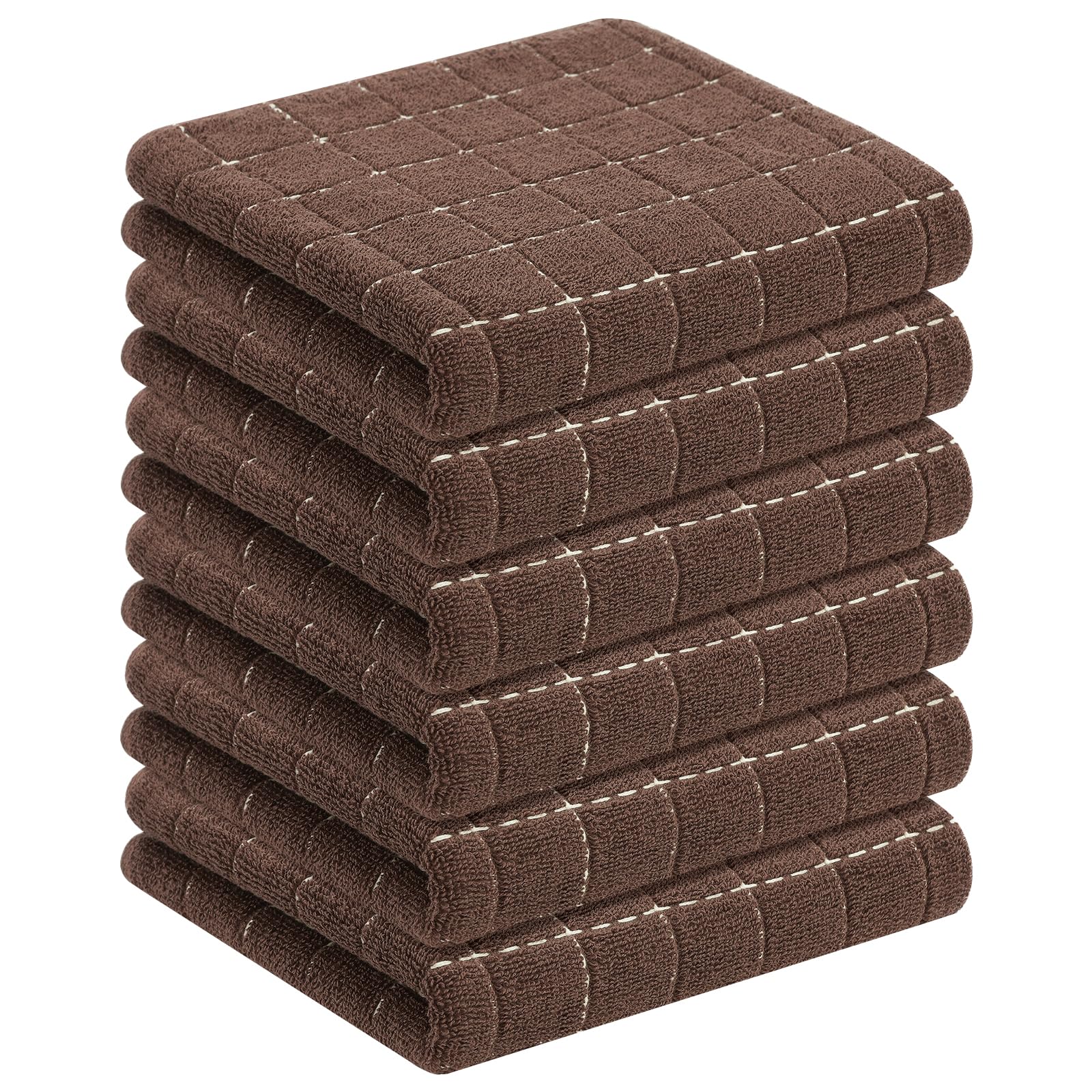 Homaxy 100% Cotton Terry Kitchen Towels, 6 Pack, Brown | Ultra Soft and Absorbent Dish Towels for Kitchen, Suitable for Drying and Washing Dishes