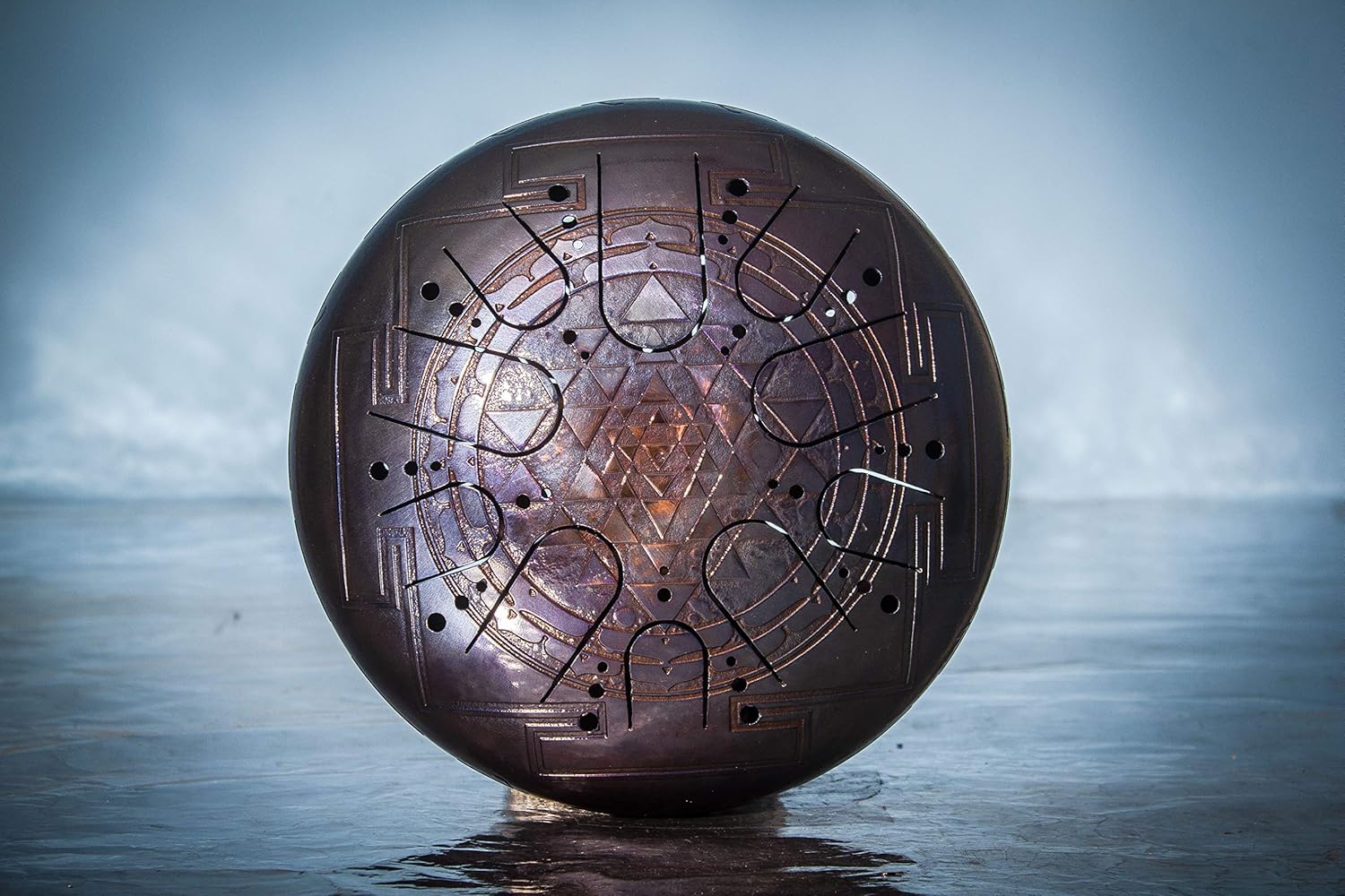 Tank Drum Kosmosky 12" (30 cm) KSY-199 "Sri Yantra" 2-sided/D minor; C major/Hand Pan/Steel Drum/Tongue drum/Singing bowl