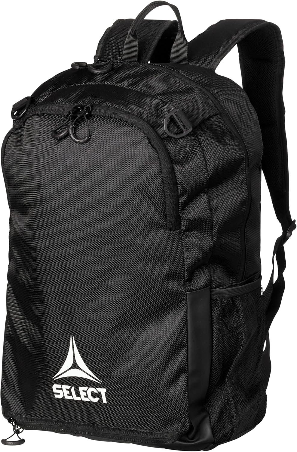 SELECT Milano Soccer Backpack with net pouch for ball, Black/White