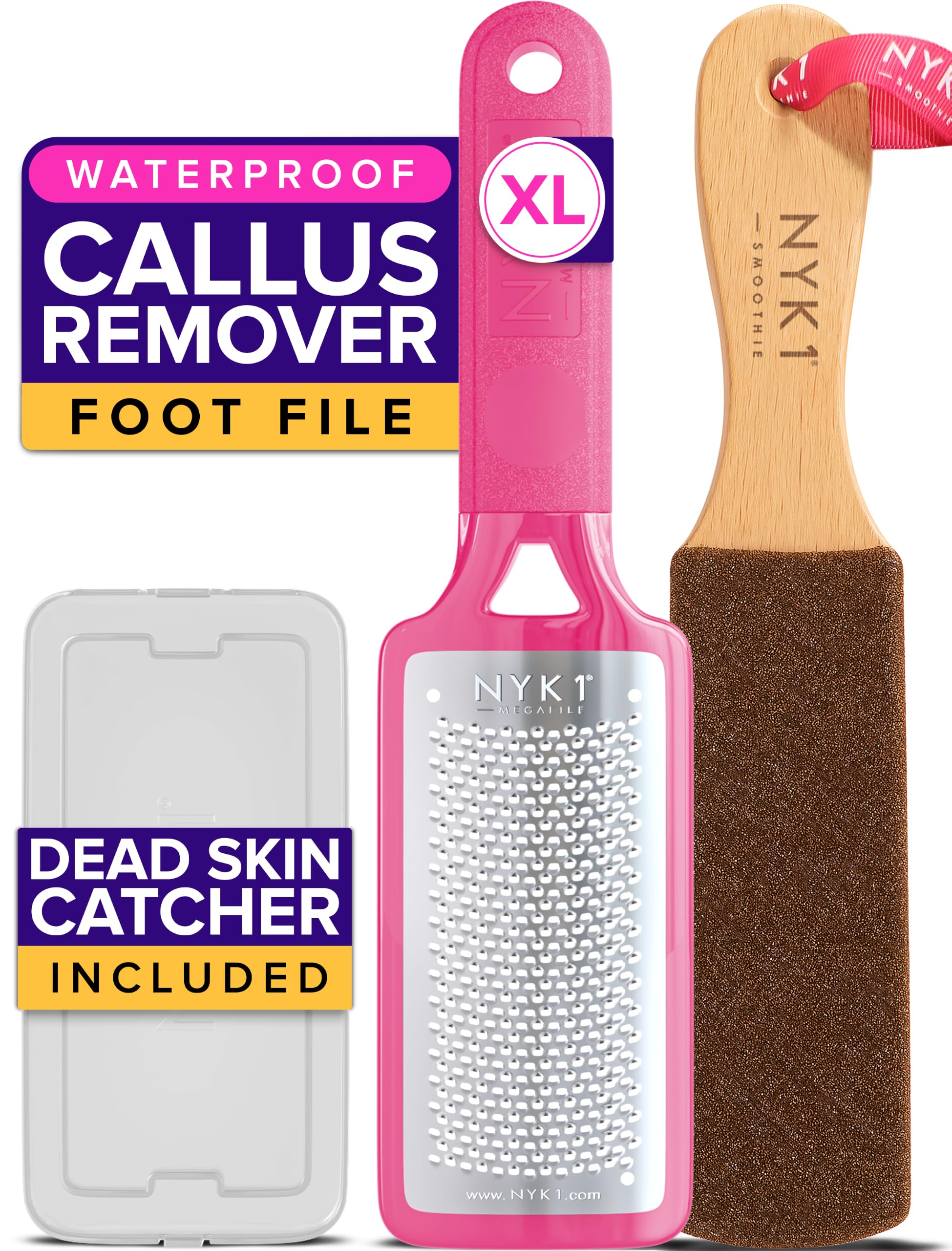 NYK1 Foot File & Smoothie Duo for Healthy Feet | Pink Megafile & Smoothie Pink Megafile With Nyk1 Smoothie