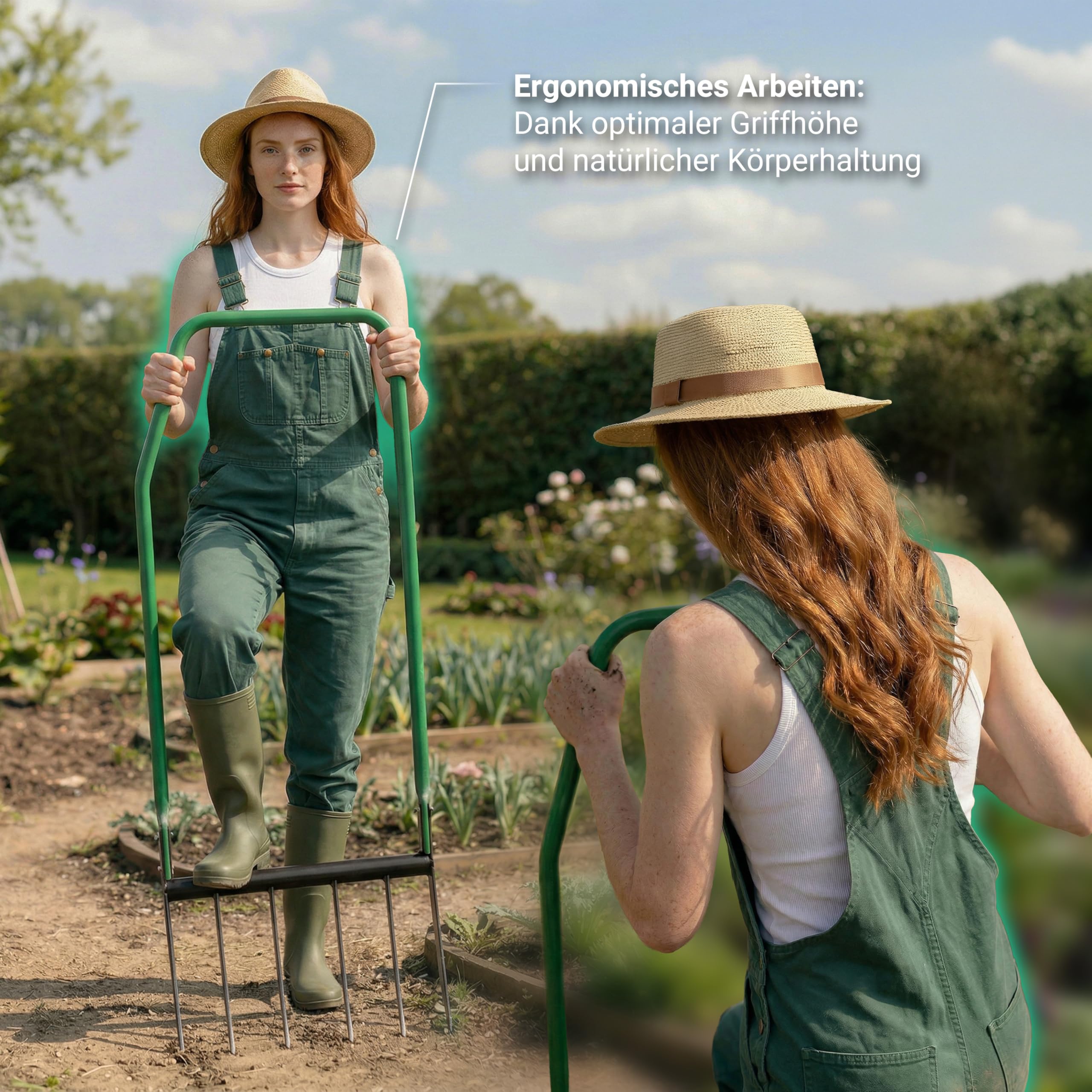 novaterra Horquilla prémium con 6 púas – Horquilla ergonómica Broadfork – aflojamiento del suelo que protege la espalda y cavar eficientemente – Tenedor de jardín robusto para macizos de flores