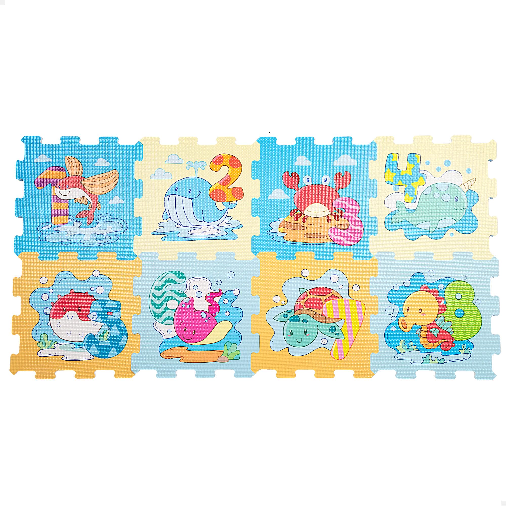 Colorbaby C'Baby - Alfombra puzle bebés Animales y números 8 Piezas gomaespuma, 47157