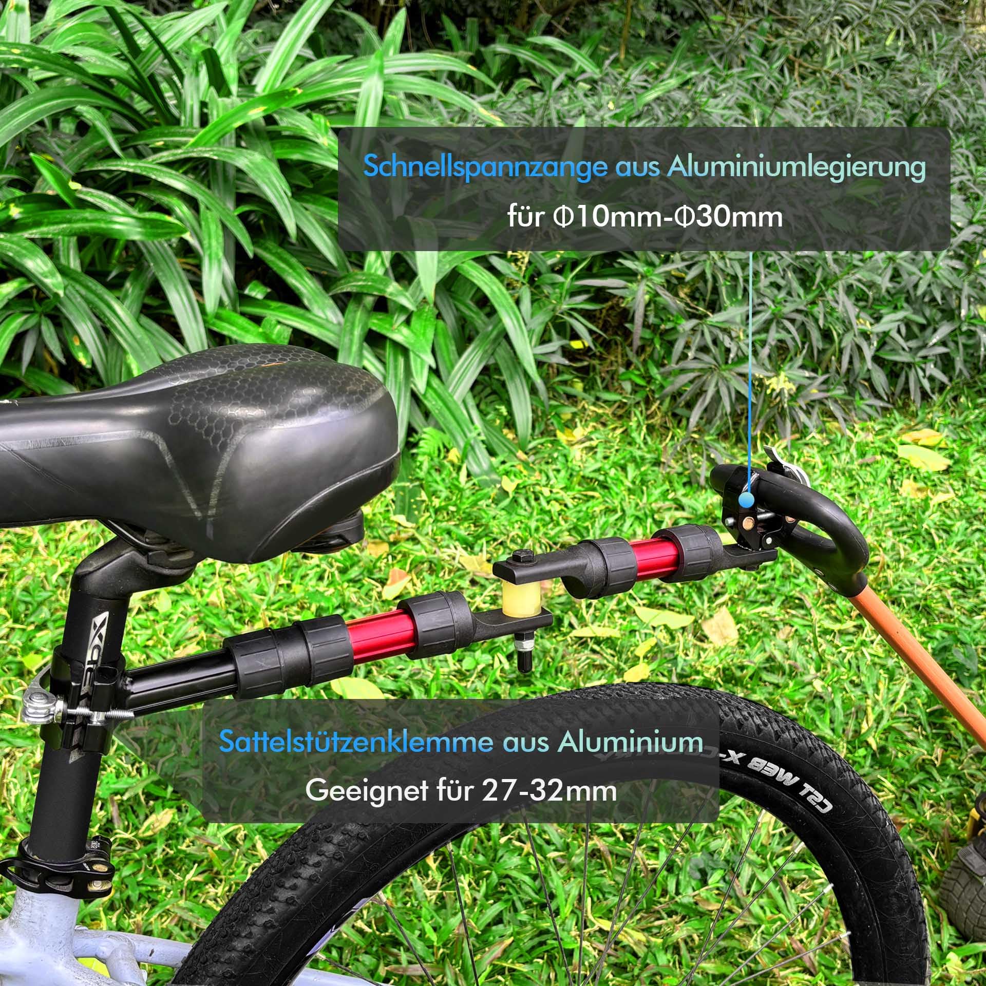 Mimoke Fahrradanhänger Kupplung aus Aluminium | Adapter für Handwagen & Transportanhänger, Schnellspanner, passend für Sattelstützen 27–32 mm