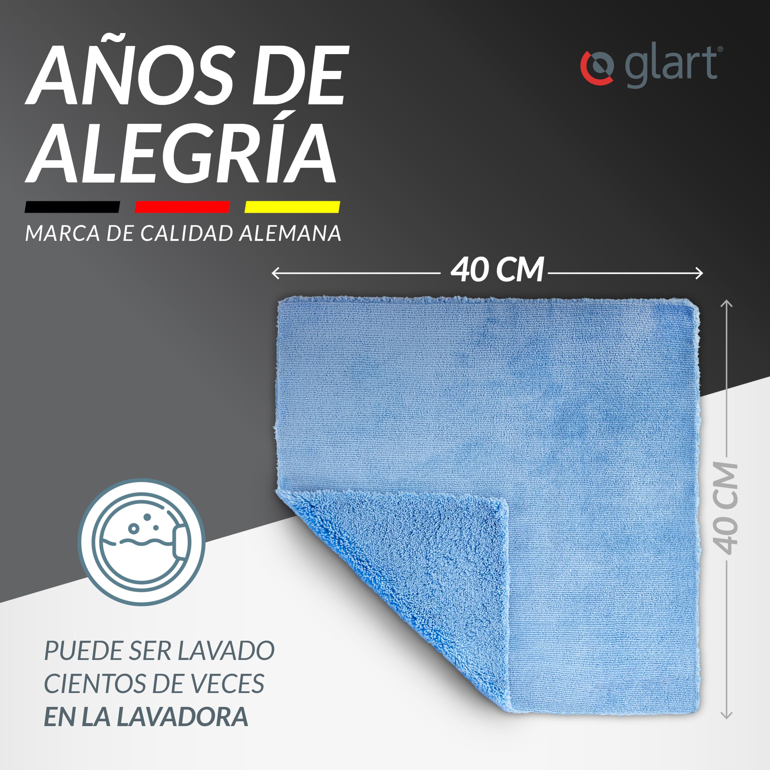 Glart Paño de Pulido Paño de Secado para Coche - Juego de 3 - Paños de Microfibra Premium para el Cuidado Profesional de la Pintura - Paño de Microfibra de 40x40 cm