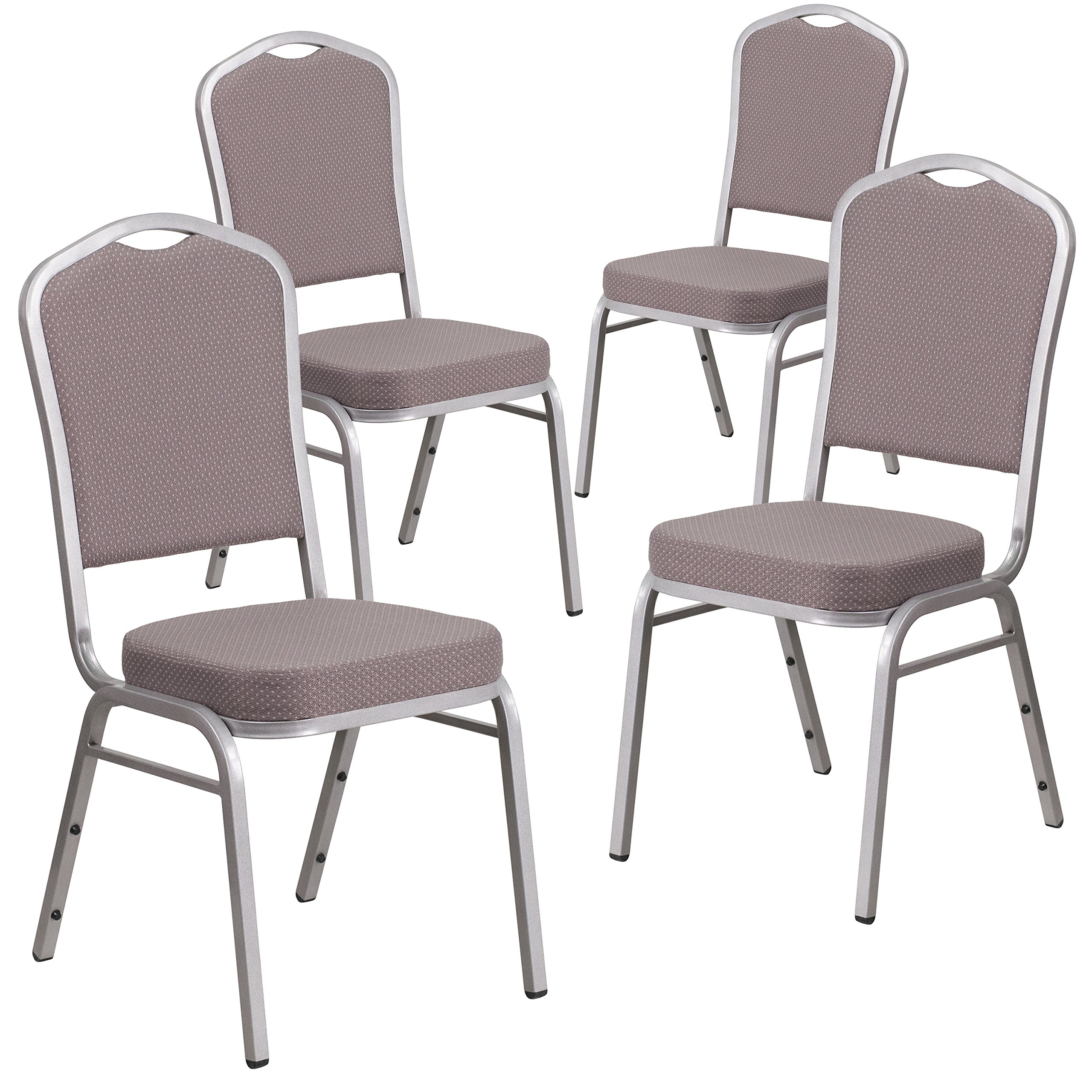 Flash Furniture Gray Dot Fabric/Silver Frame / Set of 4 / Contemporary Stacking Chairs