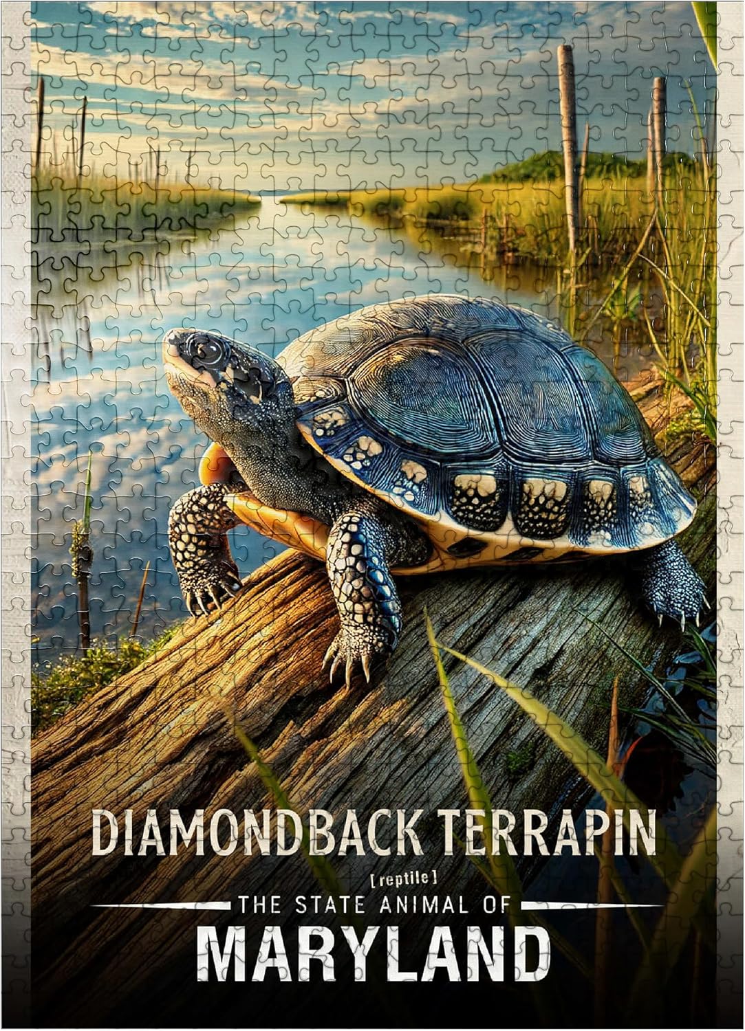 MyPuzzle Maryland, Diamondback Terrapin: State Animals Series - Premium 500 Piece Jigsaw Puzzle for Adults