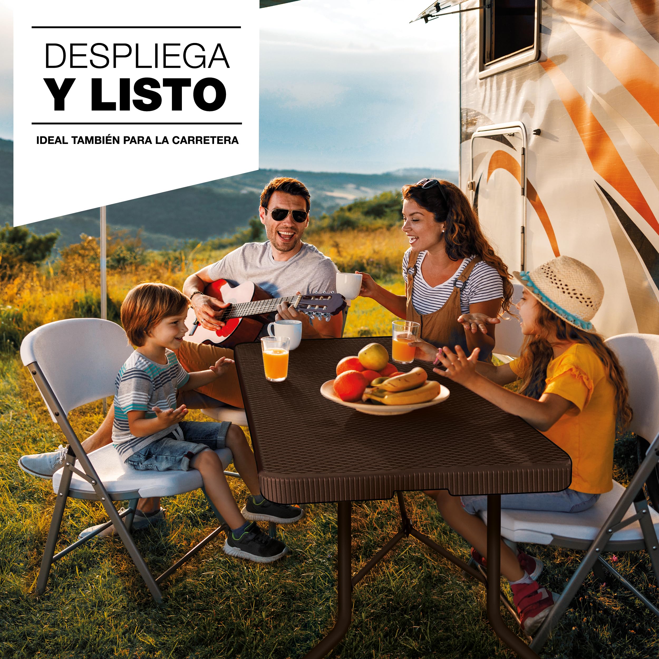 tillvex Mesa Plegable Multifuncional 180 x 75 cm Óptica Ratán | Mesa Portátil Multifuncional para Terraza, Exterior, Balcón, Picnic | Mesa de Camping para 6 Personas