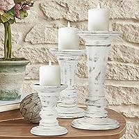 Vista 1 de Portavelas decorativo de madera hecho a mano, forma de sirena, columnas redondeadas, estilo campestre, ideal para regalo, boda, Navidad, fiesta