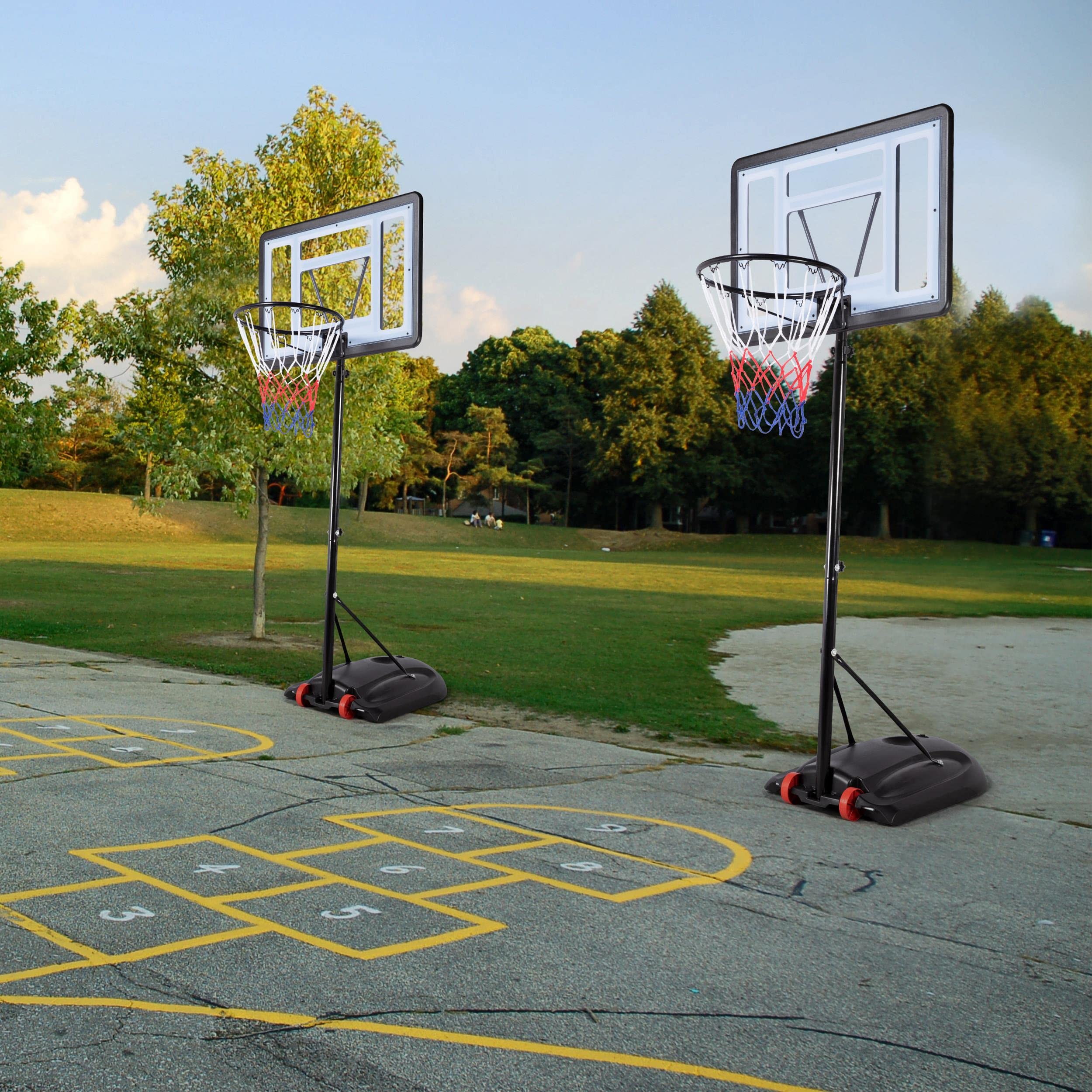 Yaheetech Canestro Basket Altezza Regolabile 219 cm - 279 cm Esterno Interno Camera Portatile con Colonna Tabellone Canestro