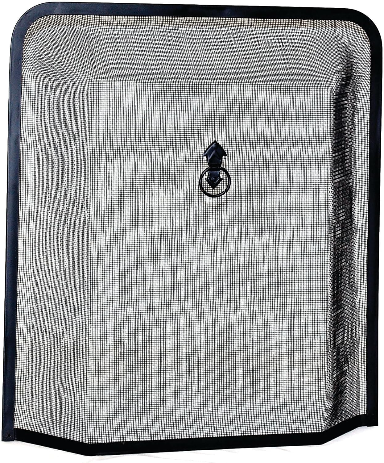 Black Metal Fire Guard – Fireside Screen With Black Ring Handle – Fireplace Safety Spark Guard, Open Fire, Log Burner Safe Spark Screen Fireguard Cover All Black - FIRE46