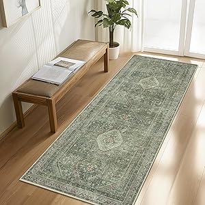 GENIMO 2x5 Non Slip Hallway Runner Rug, Machine Washable, Thin & Low Pile Lightweight for Kitchen, Laundry, Entryway, Bedroom & Living Room