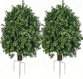 QIANYUN UV-Resistant Boxwood Topiary Ball Bush - Artificial Outdoor Evergreen Topiary Tree for Porch, Garden, Balcony Decor (20" Diameter)